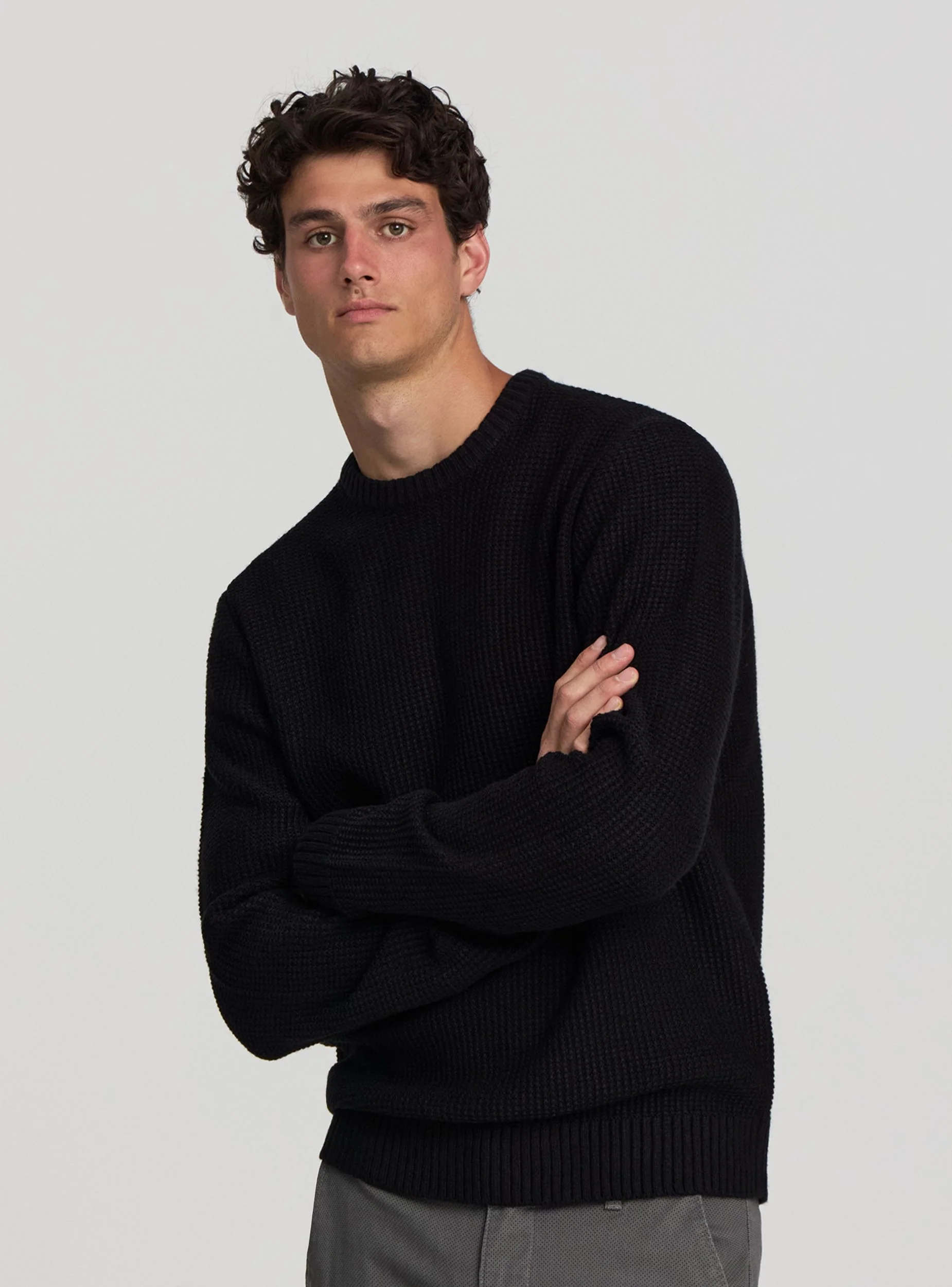 Maglia girocollo in punto mosso pesante - Image 4