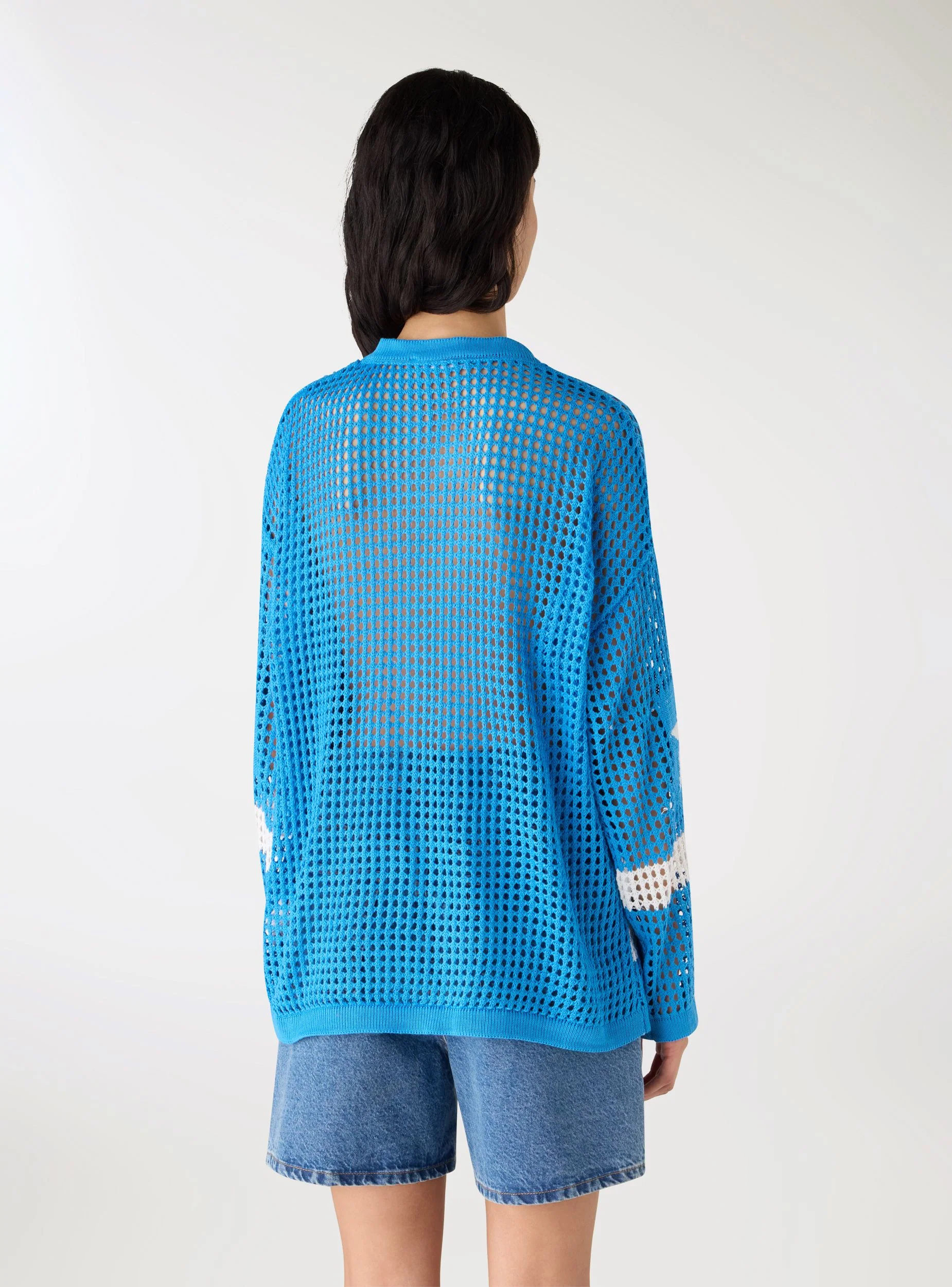 Maglia maxi a rete con stampa college - Image 3