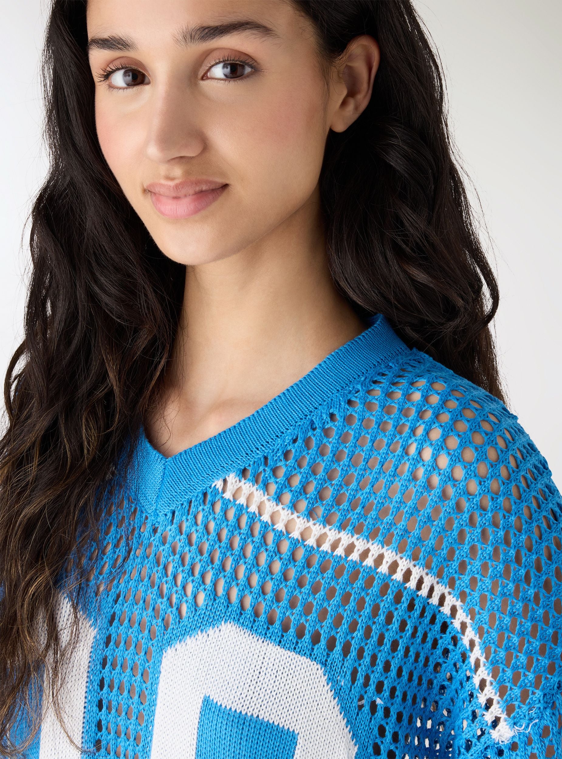 Maglia maxi a rete con stampa college - Image 4