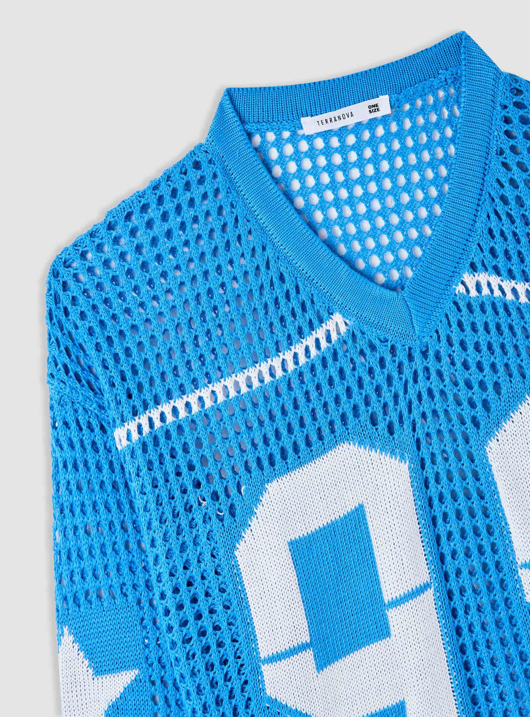 Maglia maxi a rete con stampa college - Image 6