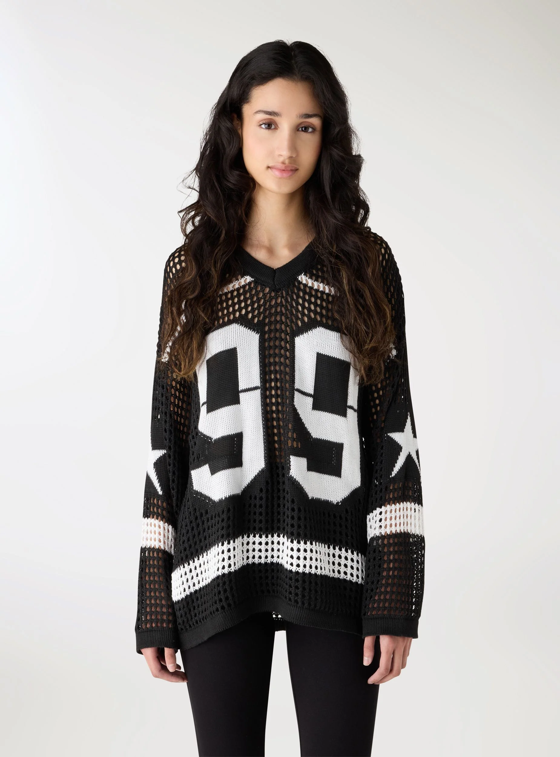 Maglia maxi a rete con stampa college - Image 2