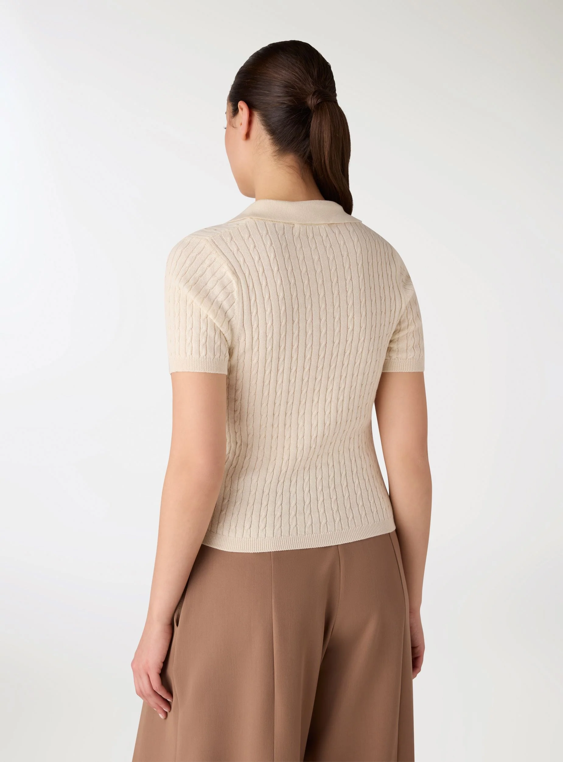 Maglia polo a treccia tinta unita - Image 2