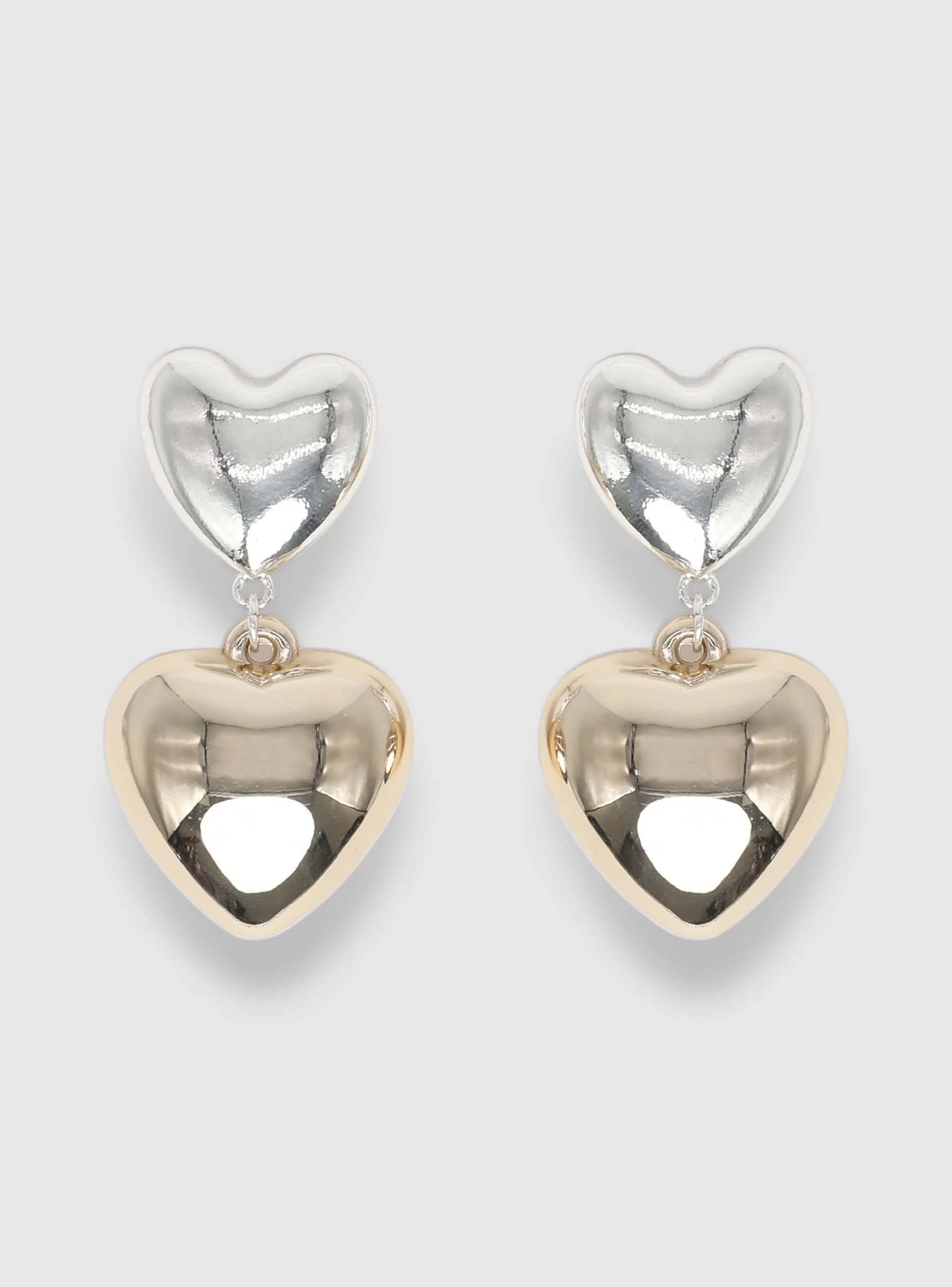 Orecchini pendenti con doppio cuore - Image 3