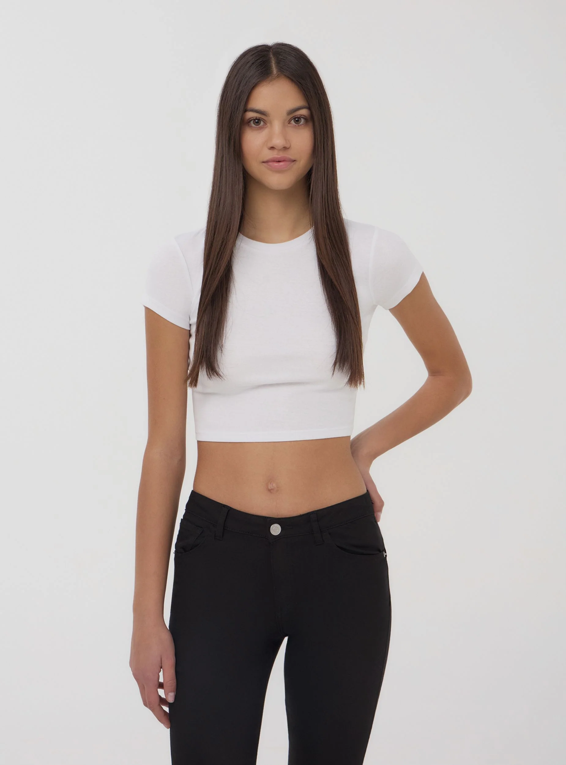 Pack 2 t-shirt crop aderenti a tinta unita - Image 4