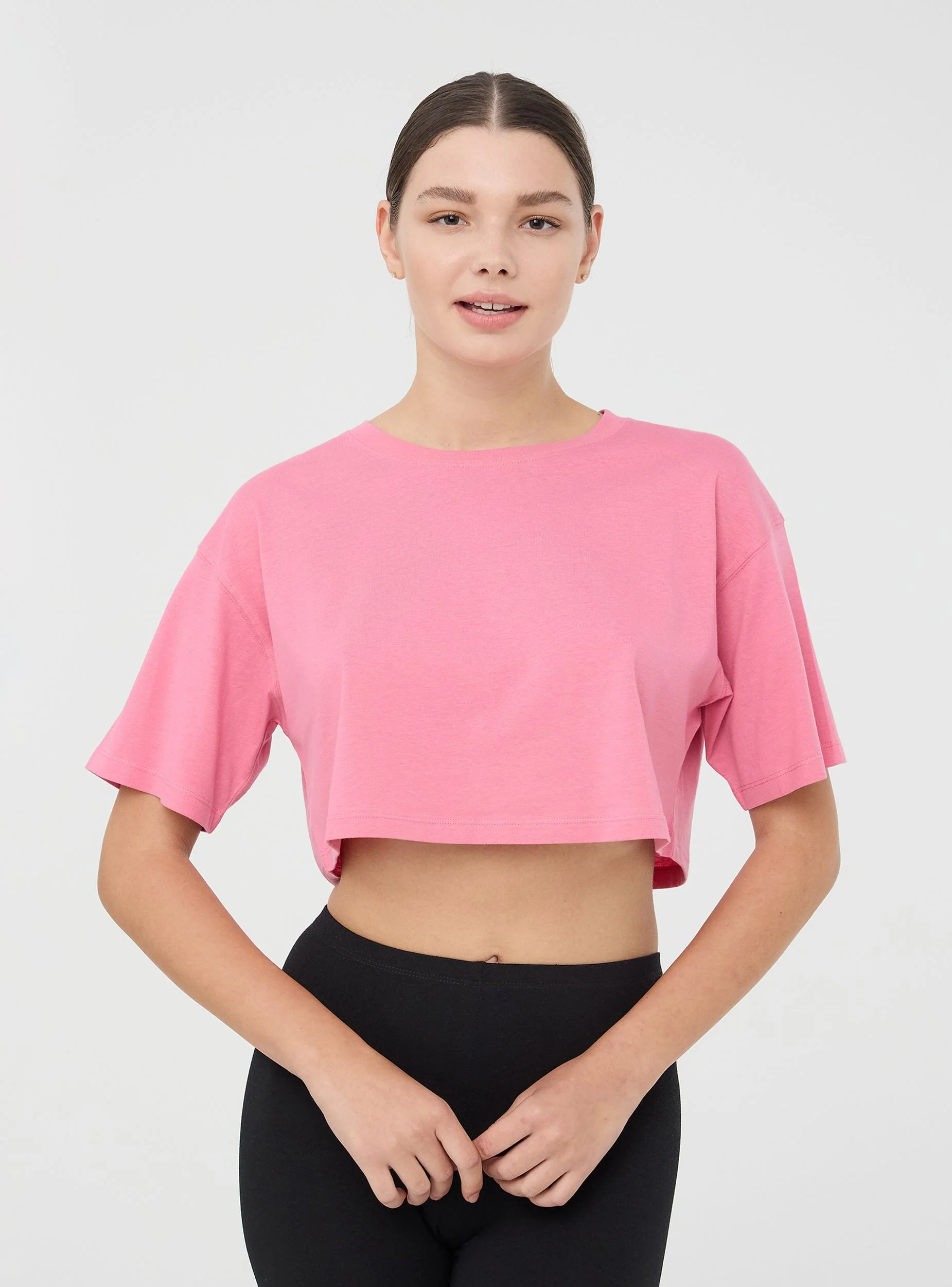 Pack 2 t-shirt crop ampie a tinta unita - Image 4