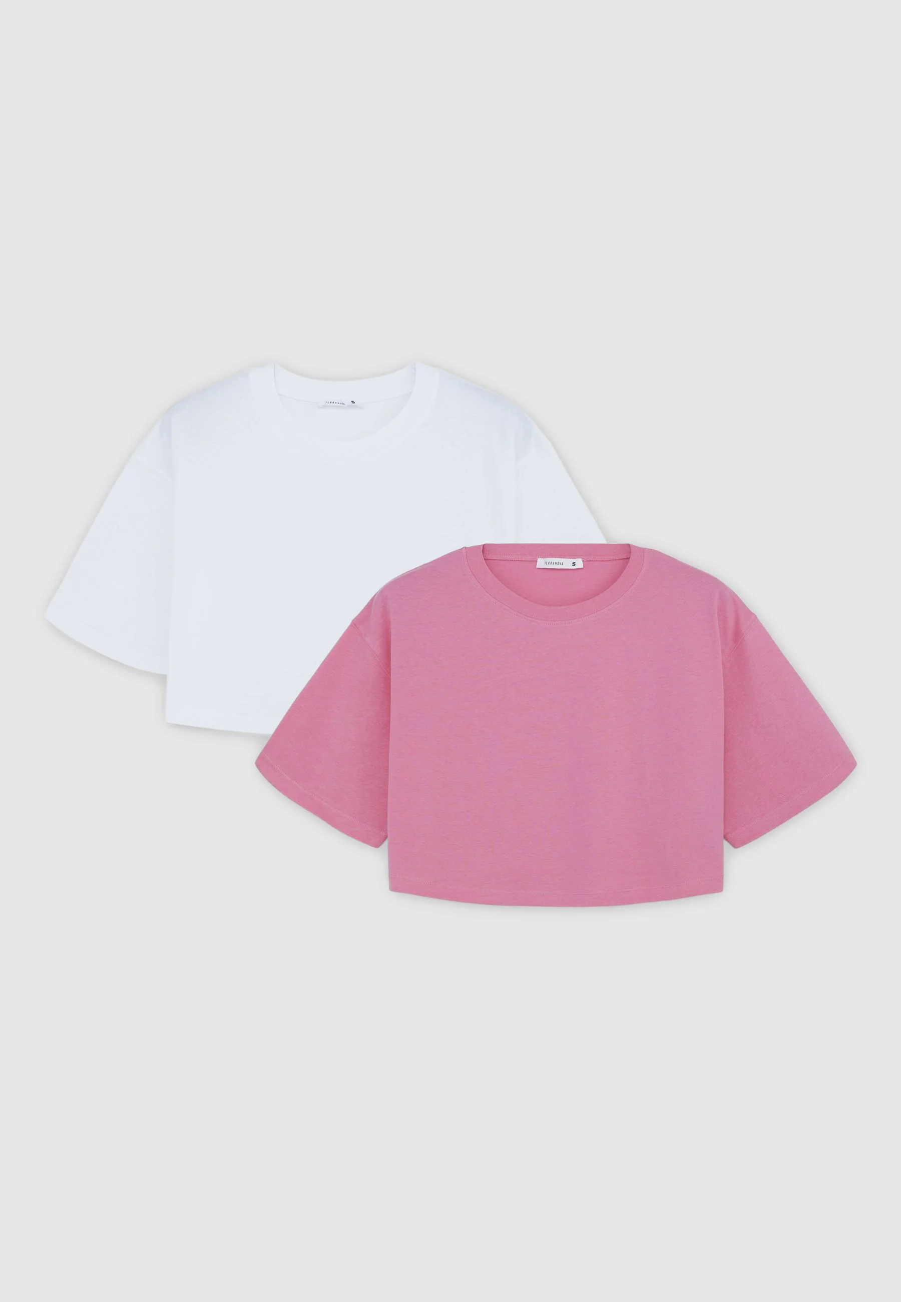 Pack 2 t-shirt crop ampie a tinta unita - Image 8