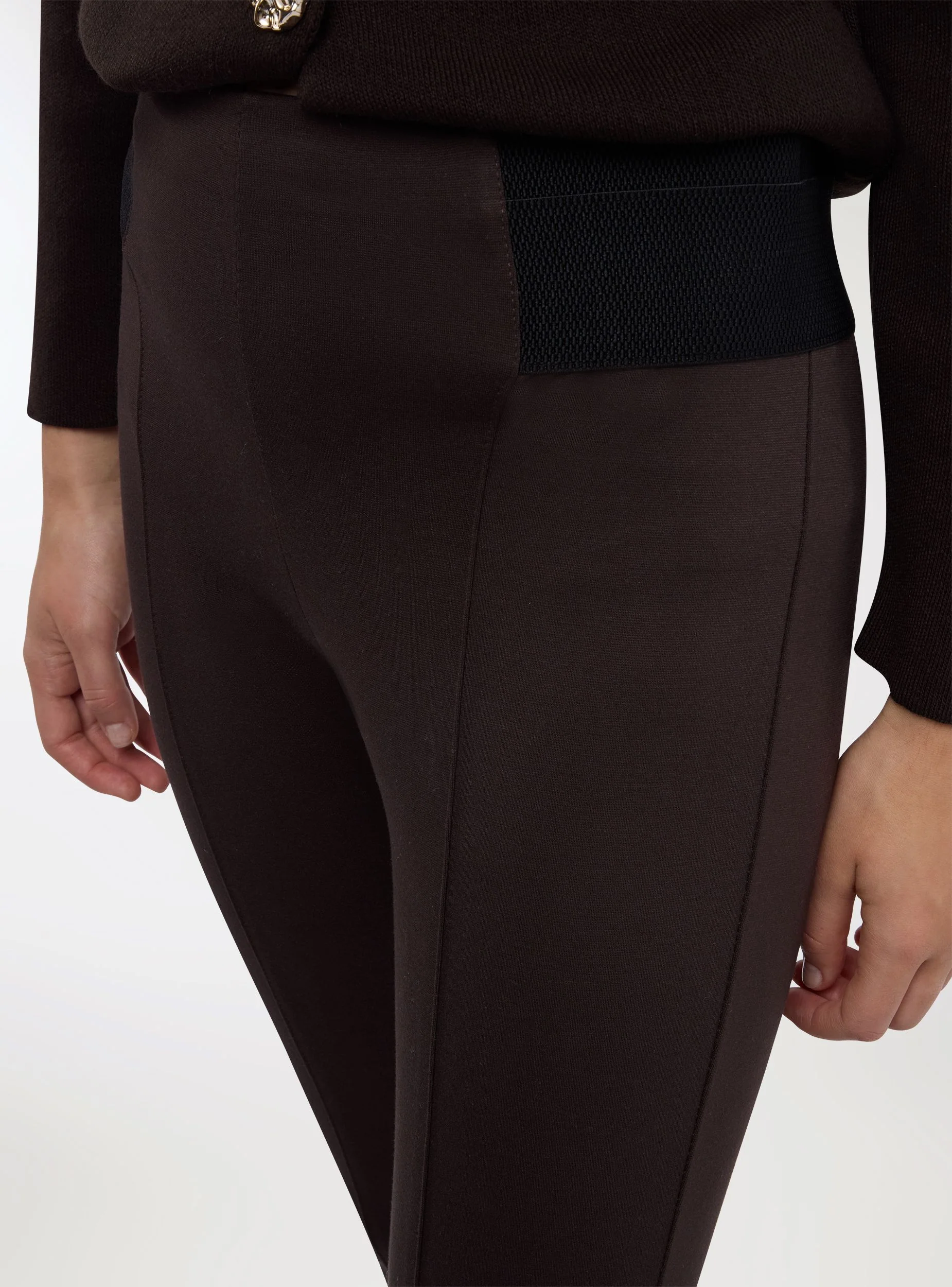 Panta-leggings tinta unita con elastico in vita - Image 3