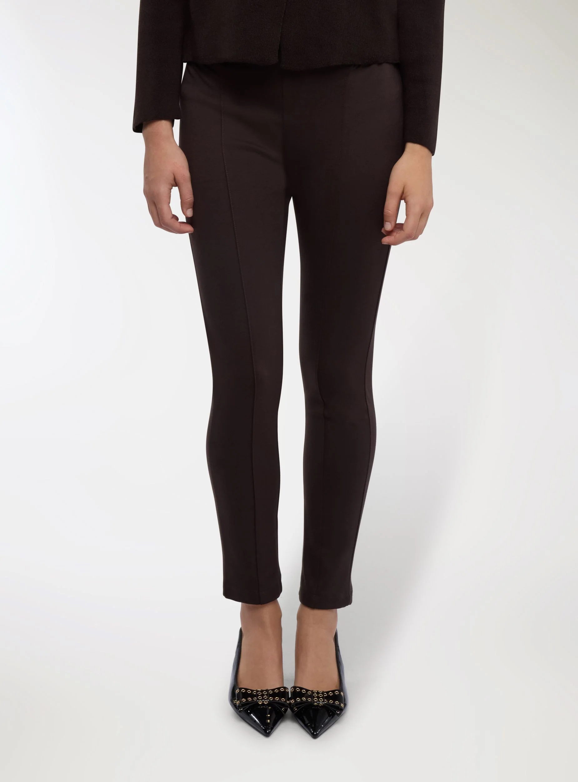 Panta-leggings tinta unita con elastico in vita - Image 4