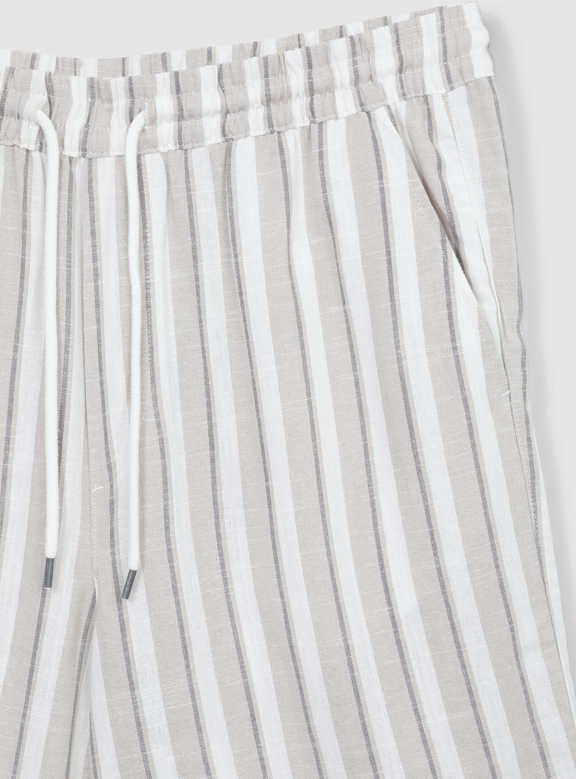 Pantaloncini a righe in misto lino - Image 5