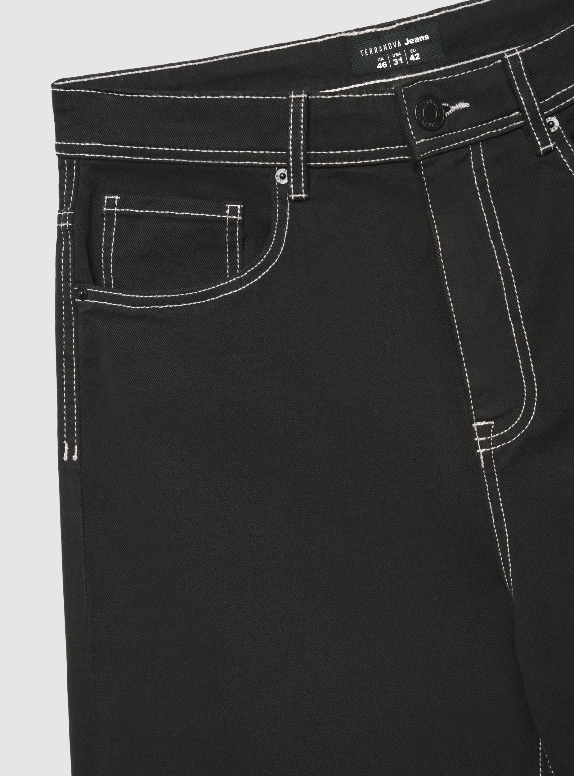 Pantaloncini baggy in denim con cuciture a contrasto - Image 7