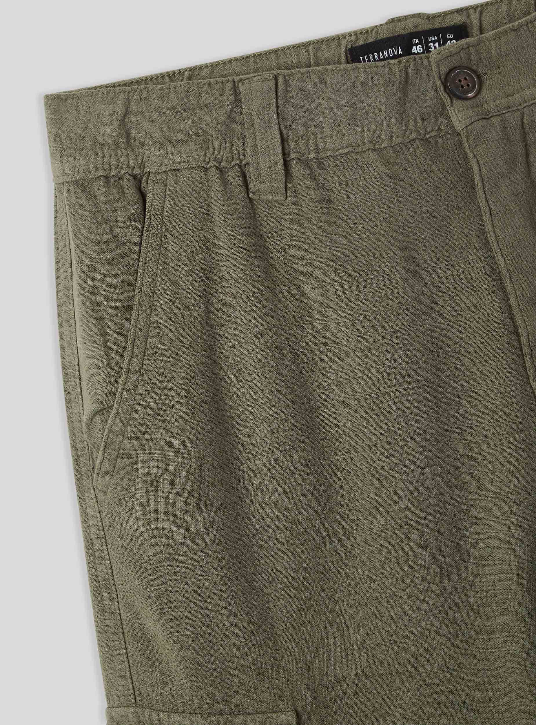 Pantaloncini cargo in misto lino - Image 4