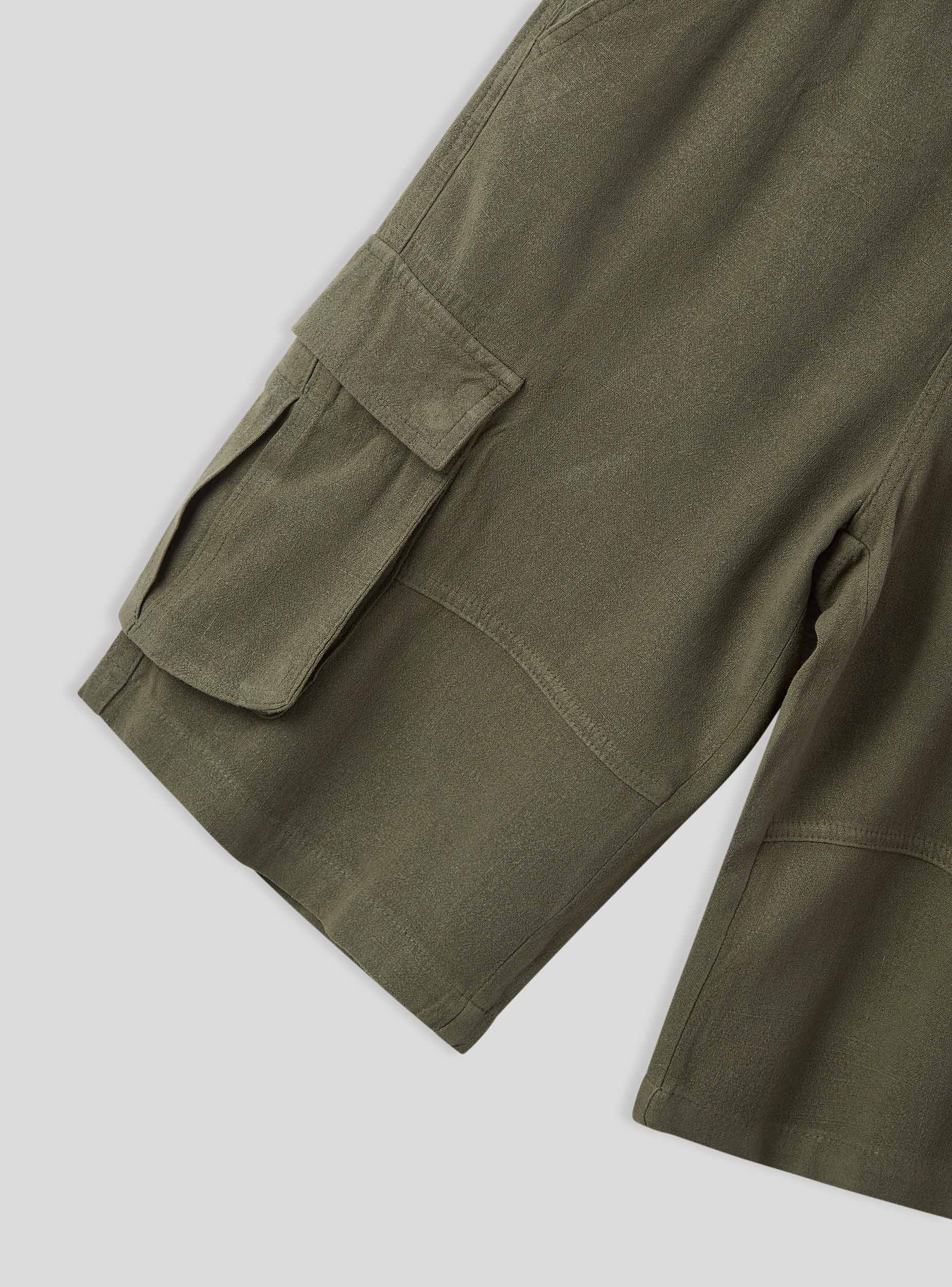 Pantaloncini cargo in misto lino - Image 5