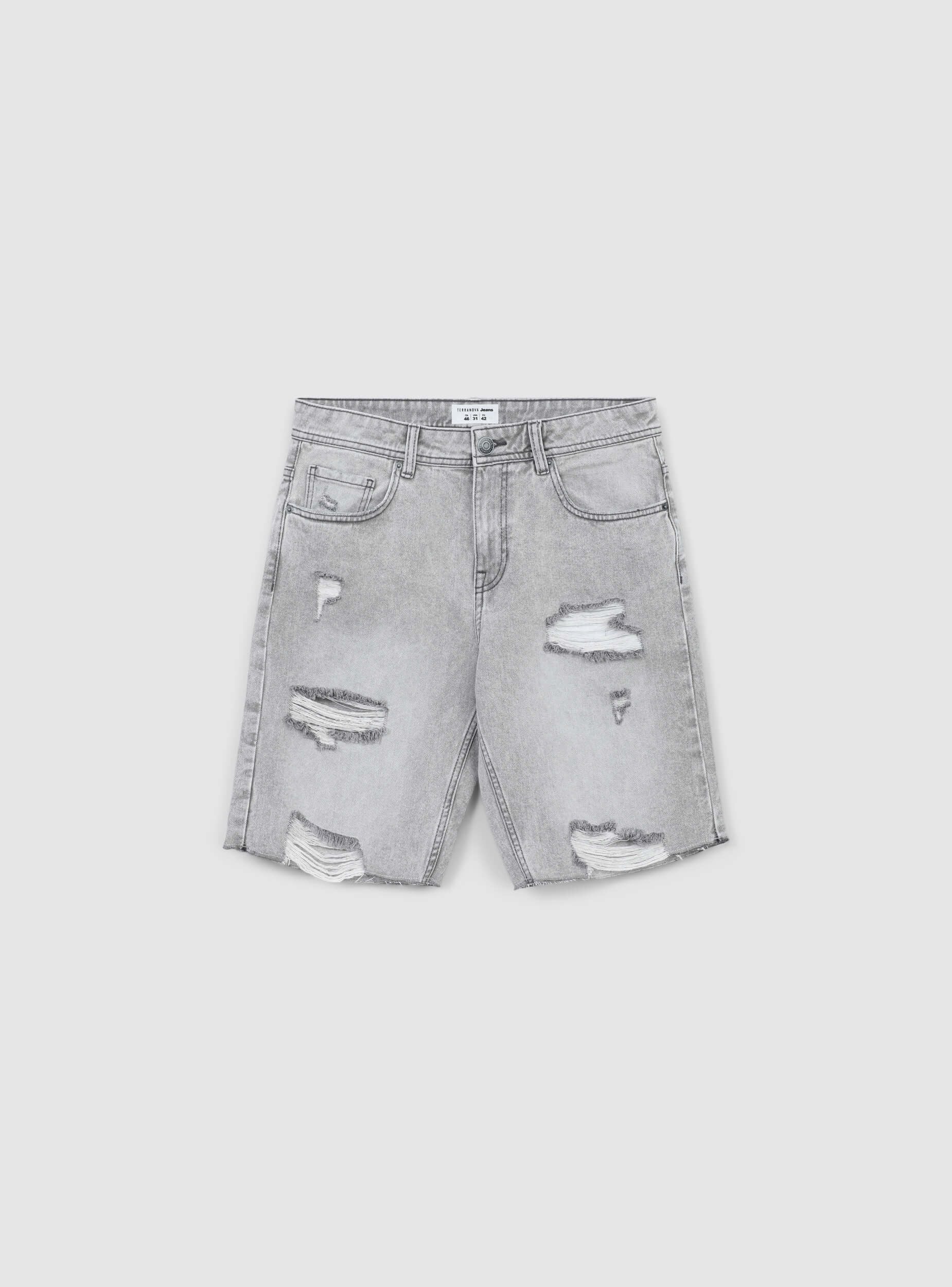 Pantaloncini di jeans con stappi sfrangiati - Image 4