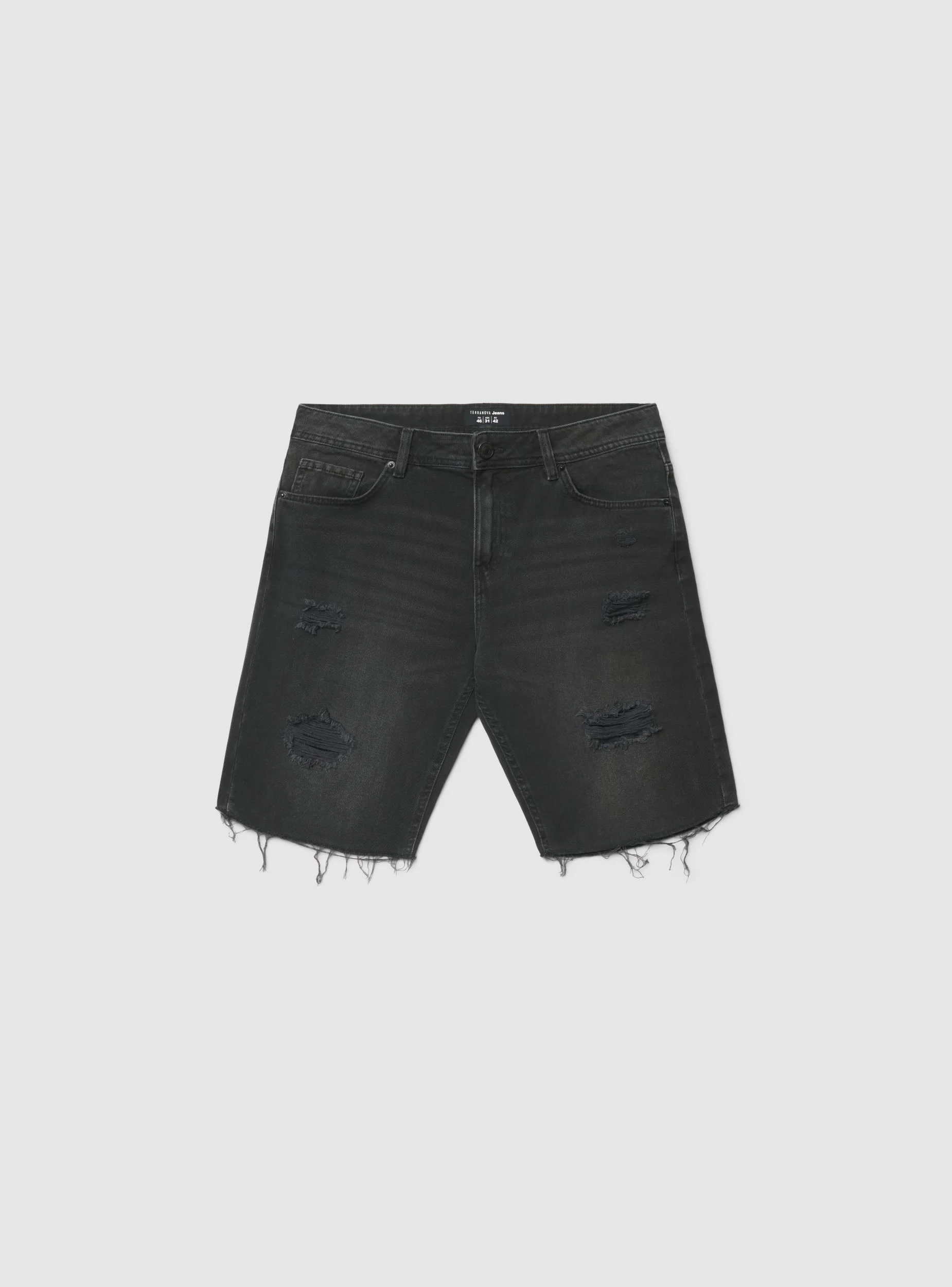 Pantaloncini in denim con strappi e fondo sfrangiato - Image 5