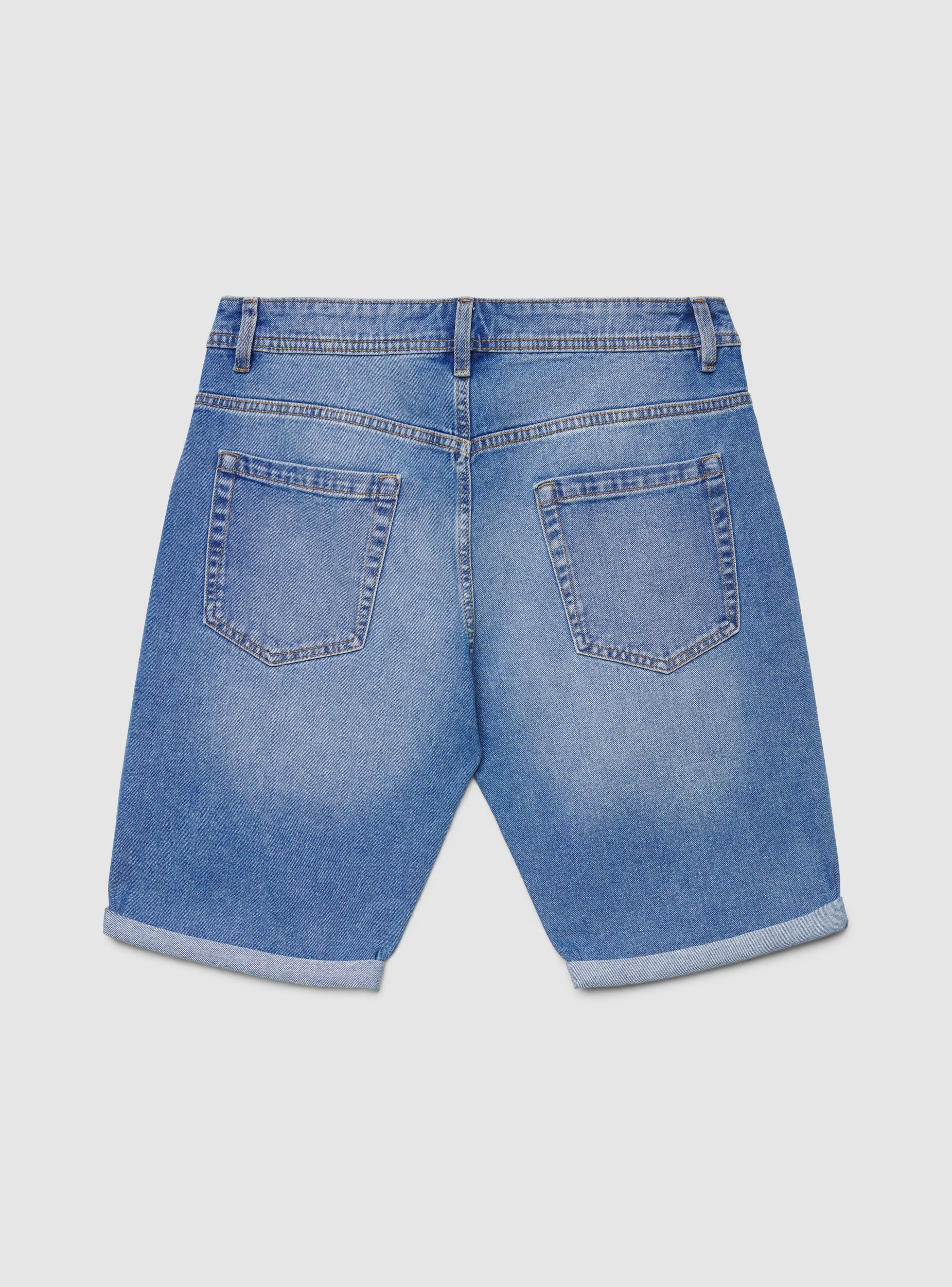 Pantaloncini jeans con strappi e risvolto - Image 6