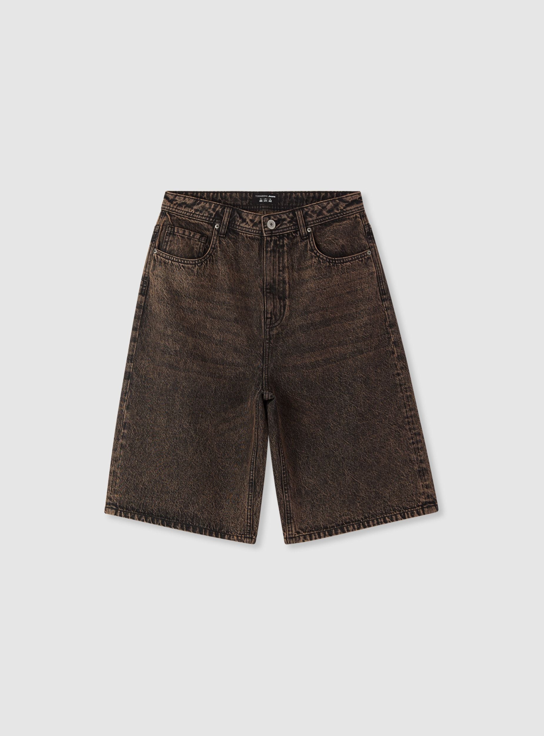 Pantaloncini jeans super baggy a tinta unita - Image 5