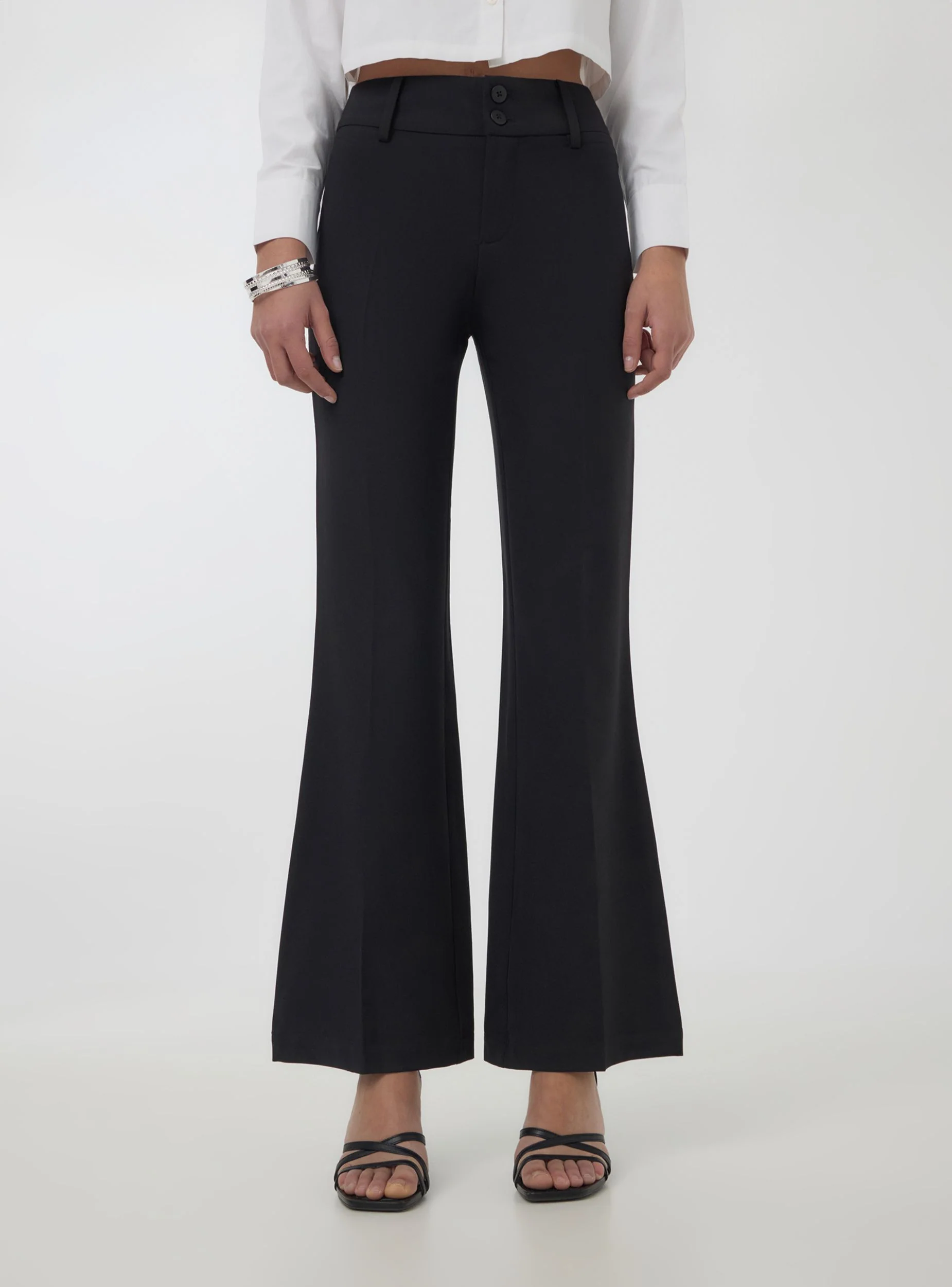 Pantaloni a zampa con fascia vita alta - Image 3
