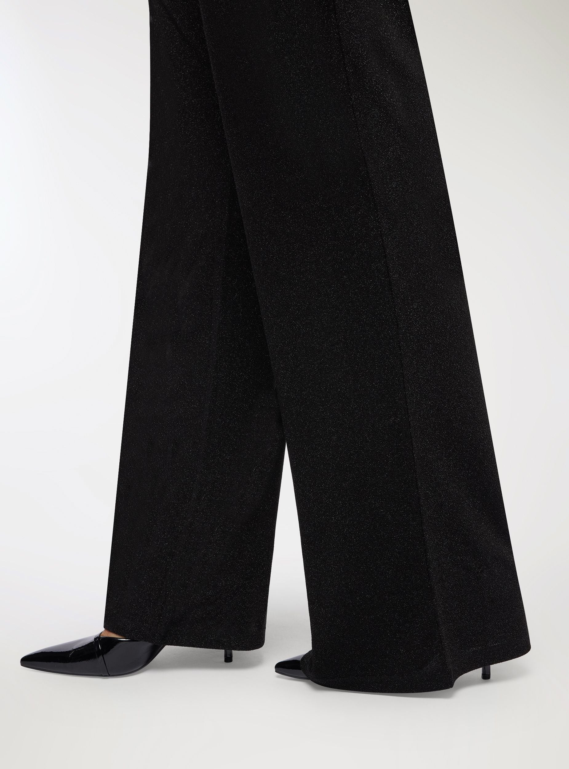 Pantaloni a zampa effetto luccicante