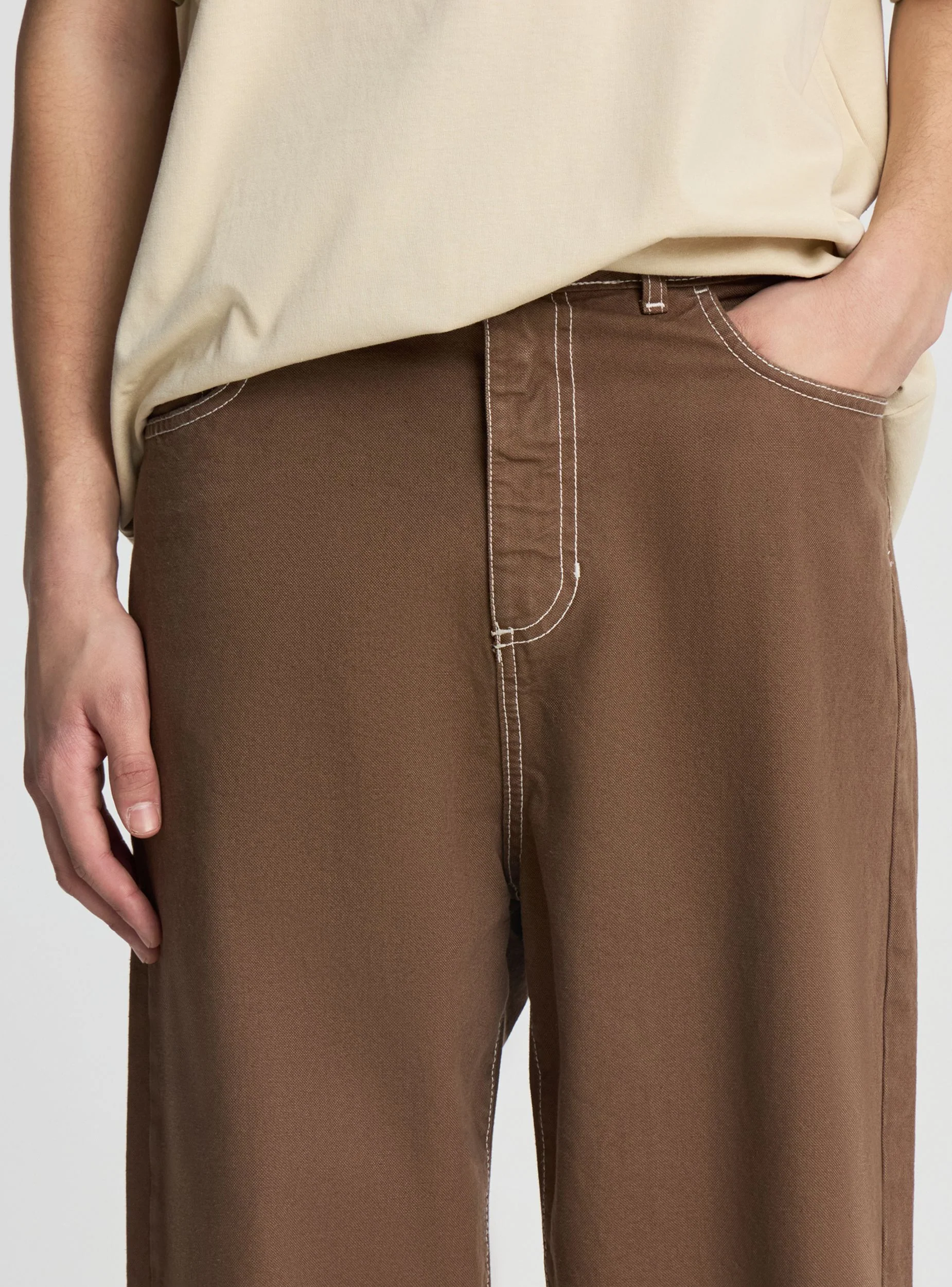 Pantaloni baggy a cinque tasche tinta unita - Image 4