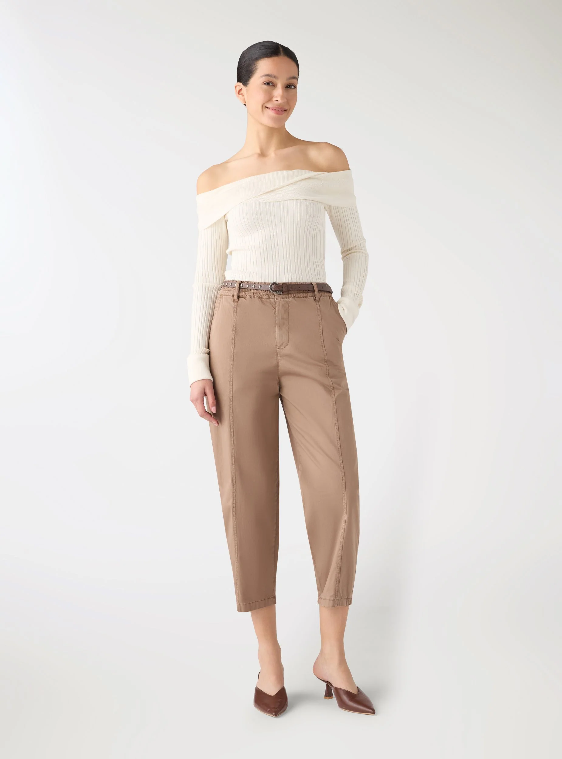 Pantaloni balloon a vita elasticizzata con cintura