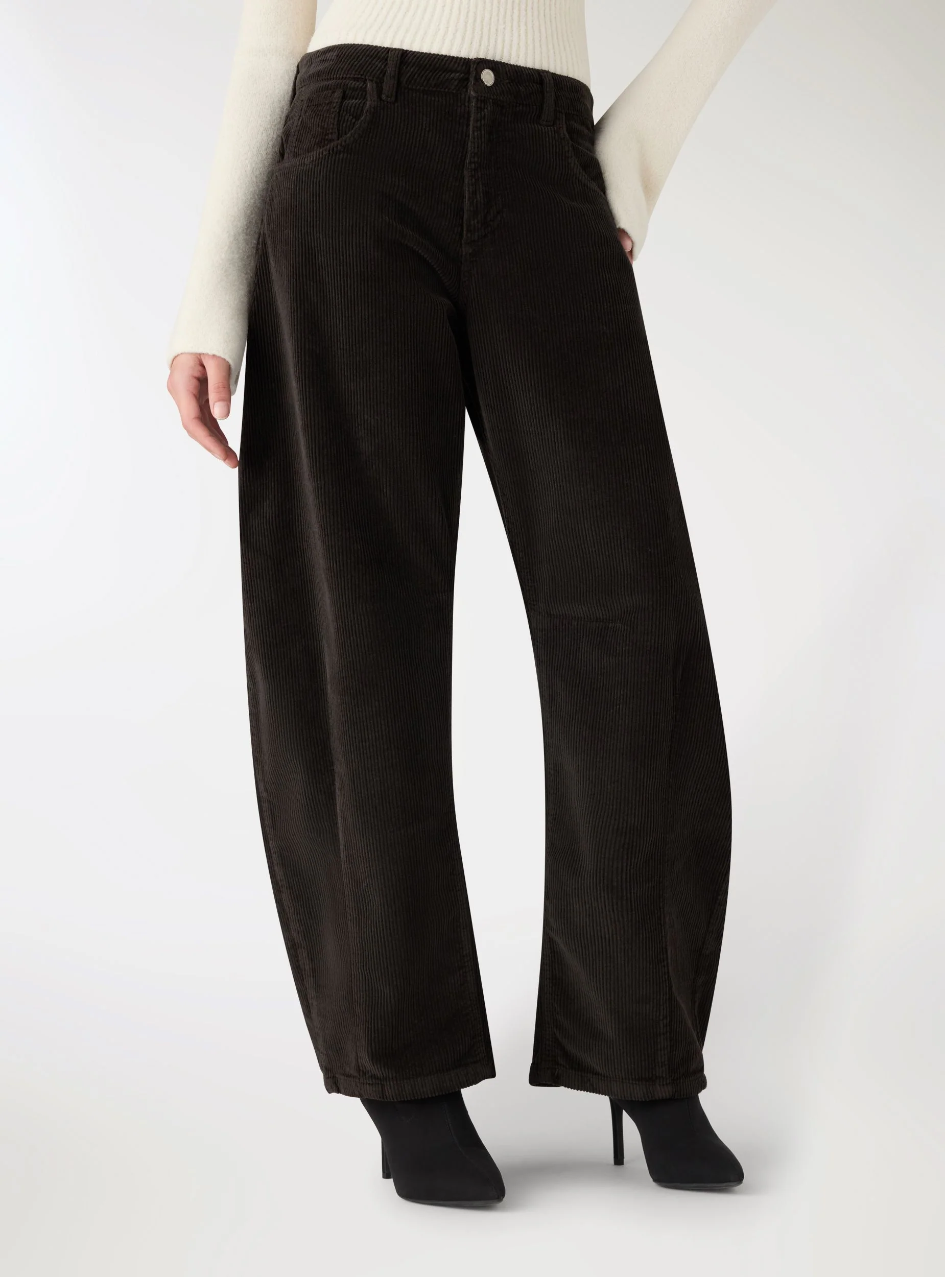 Pantaloni barrel in effetto velluto - Image 2