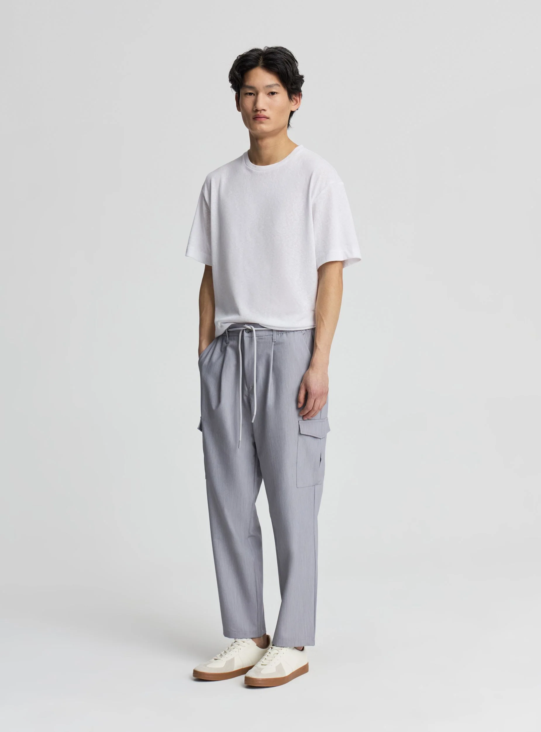 Pantaloni cargo a tinta unita con coulisse - Image 2