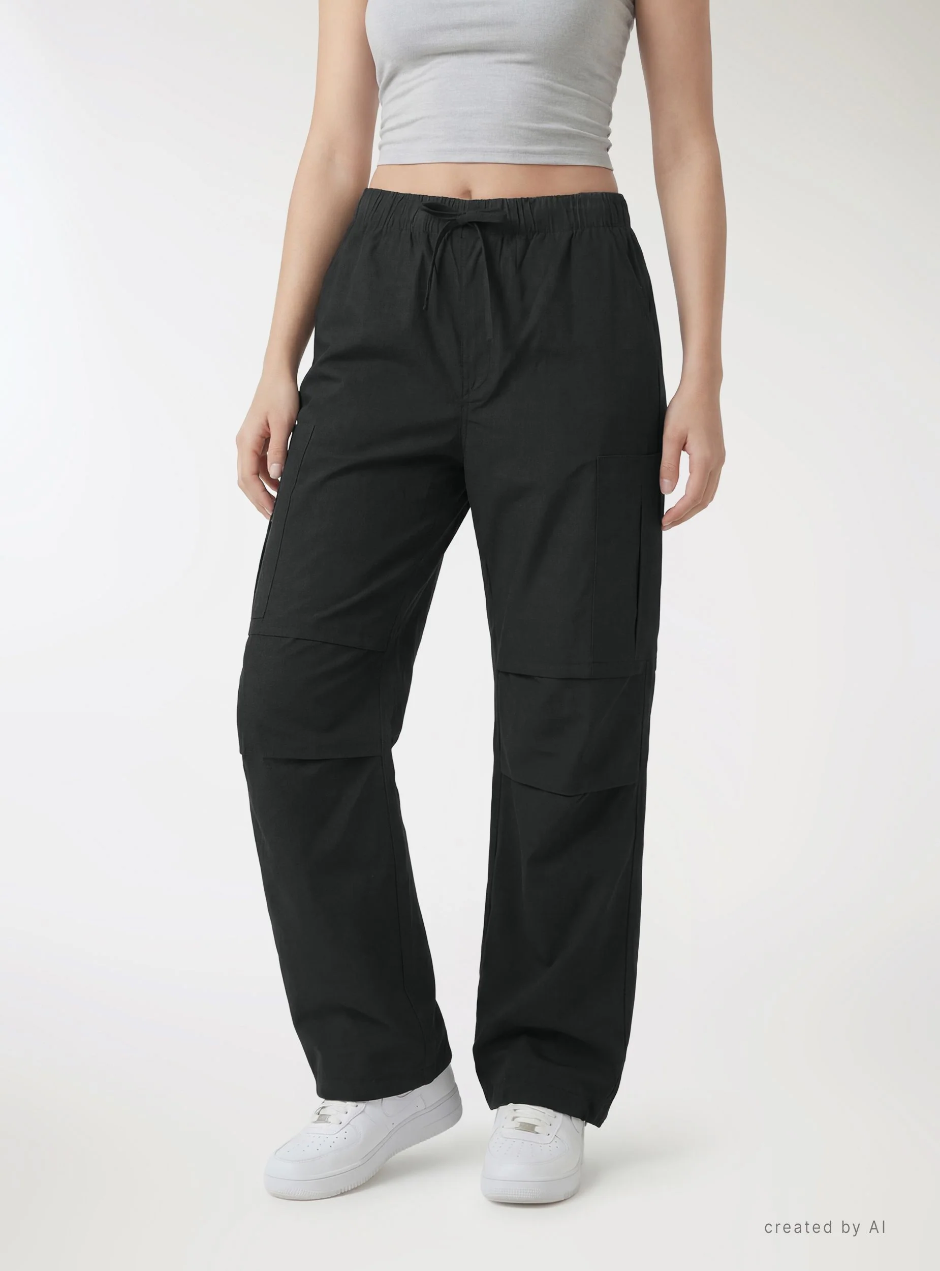 Pantaloni cargo a tinta unita - Image 2
