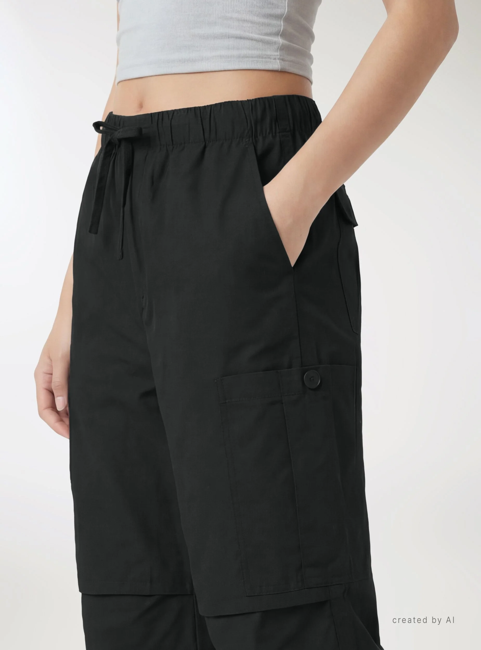 Pantaloni cargo a tinta unita - Image 4