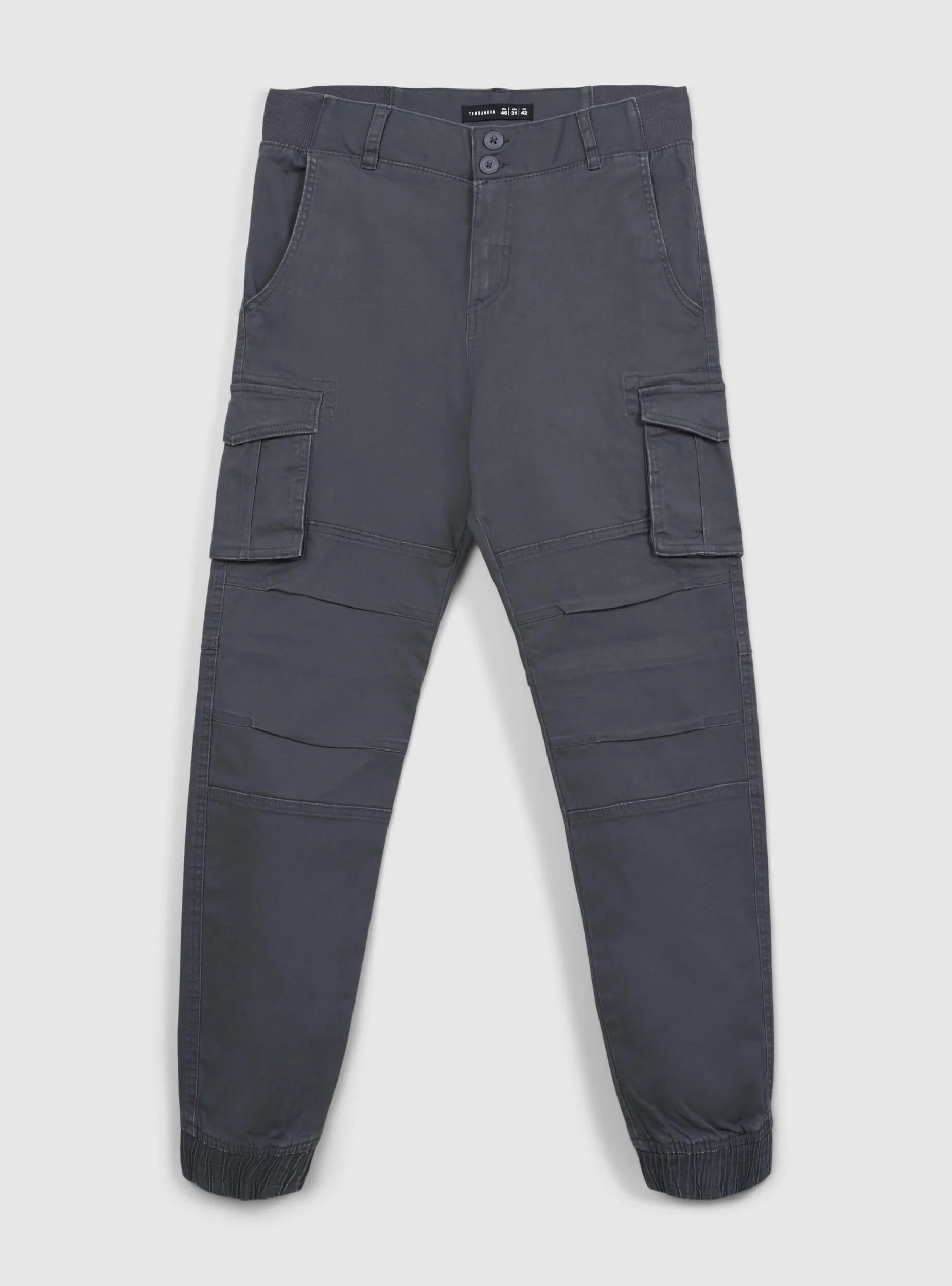 Pantaloni cargo tinta unita con polsini - Image 4