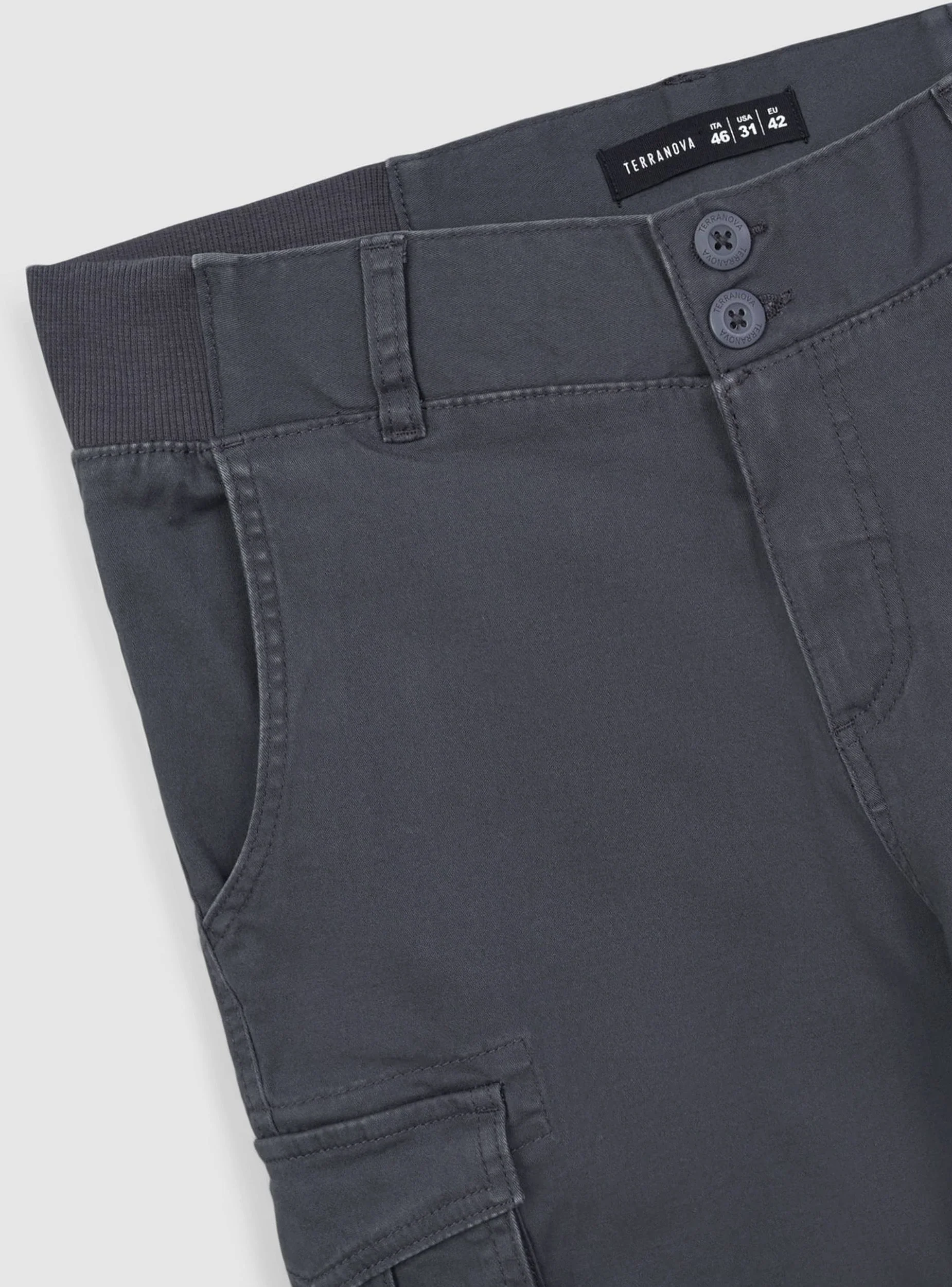 Pantaloni cargo tinta unita con polsini - Image 6