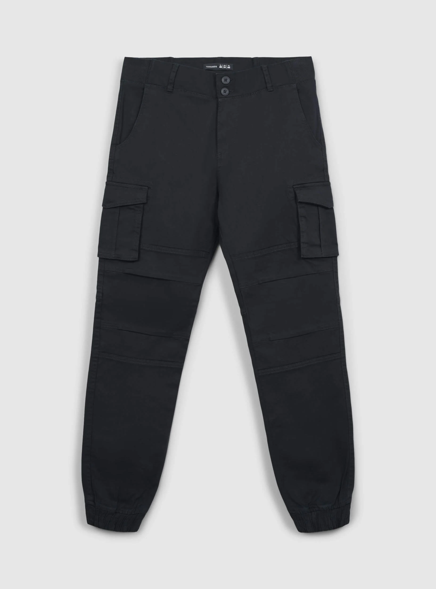 Pantaloni cargo tinta unita con polsini - Image 5