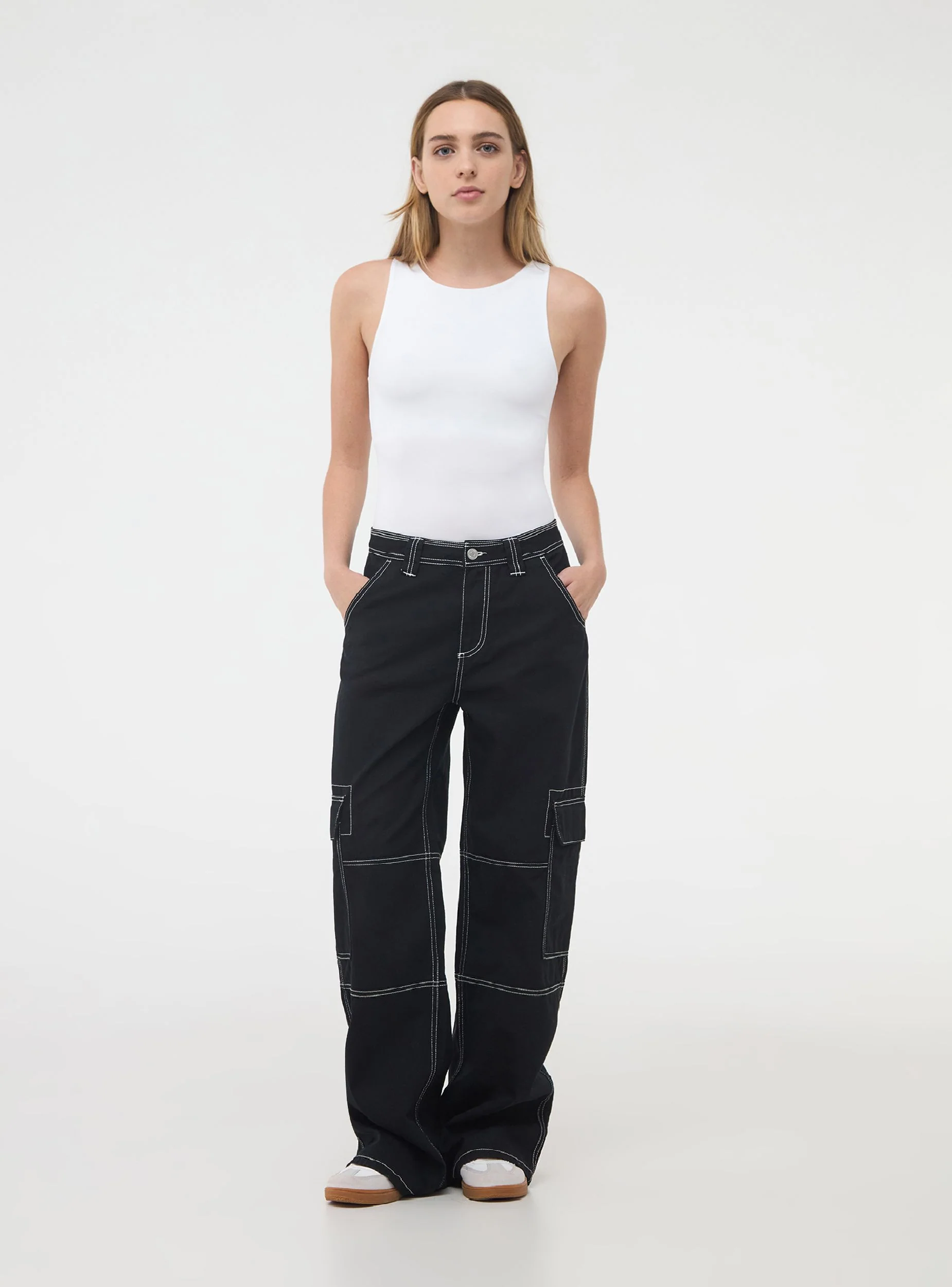 Pantaloni cargo tinta unita - Image 6