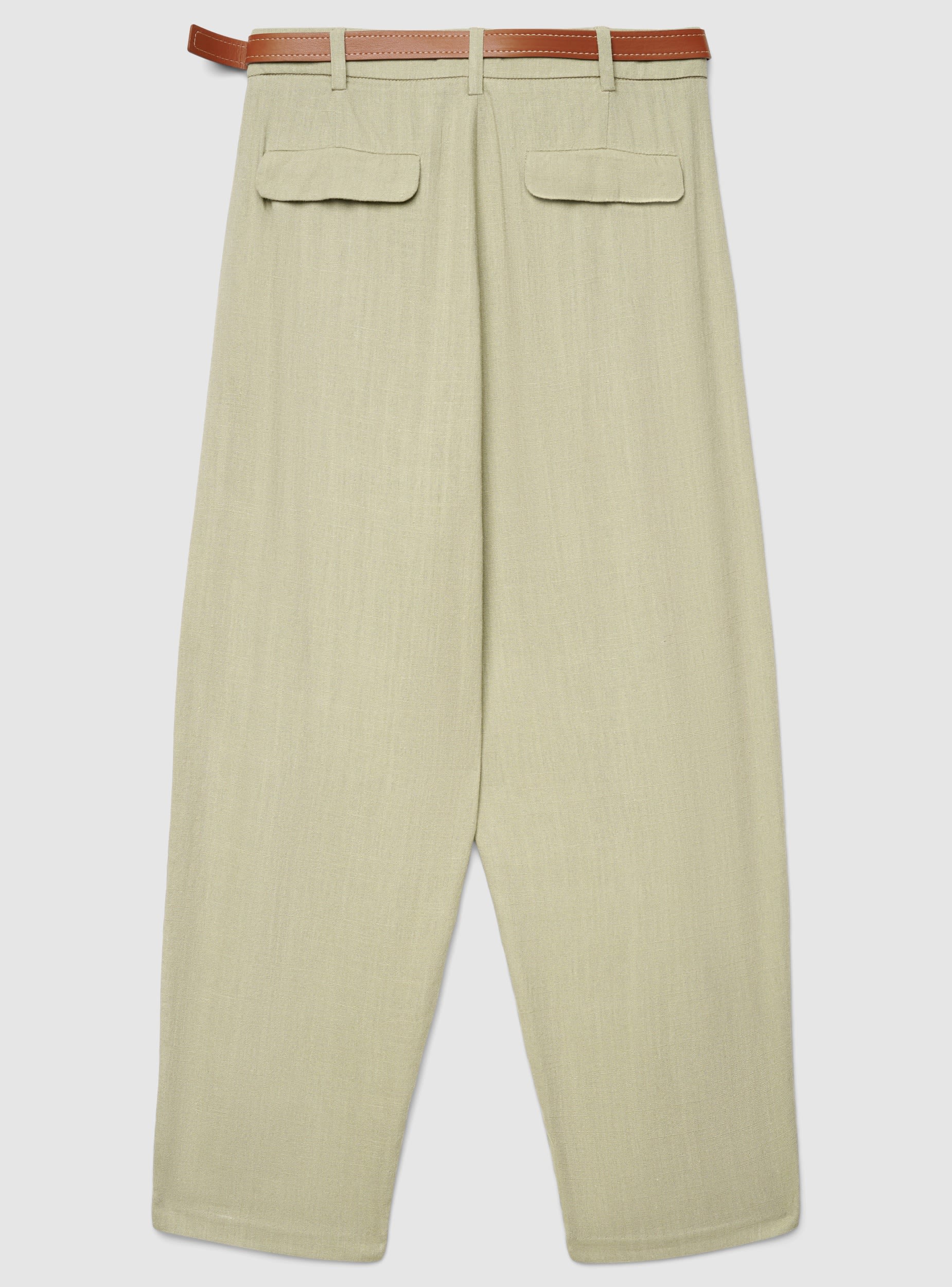 Pantaloni chino effetto lino con cintura - Image 5