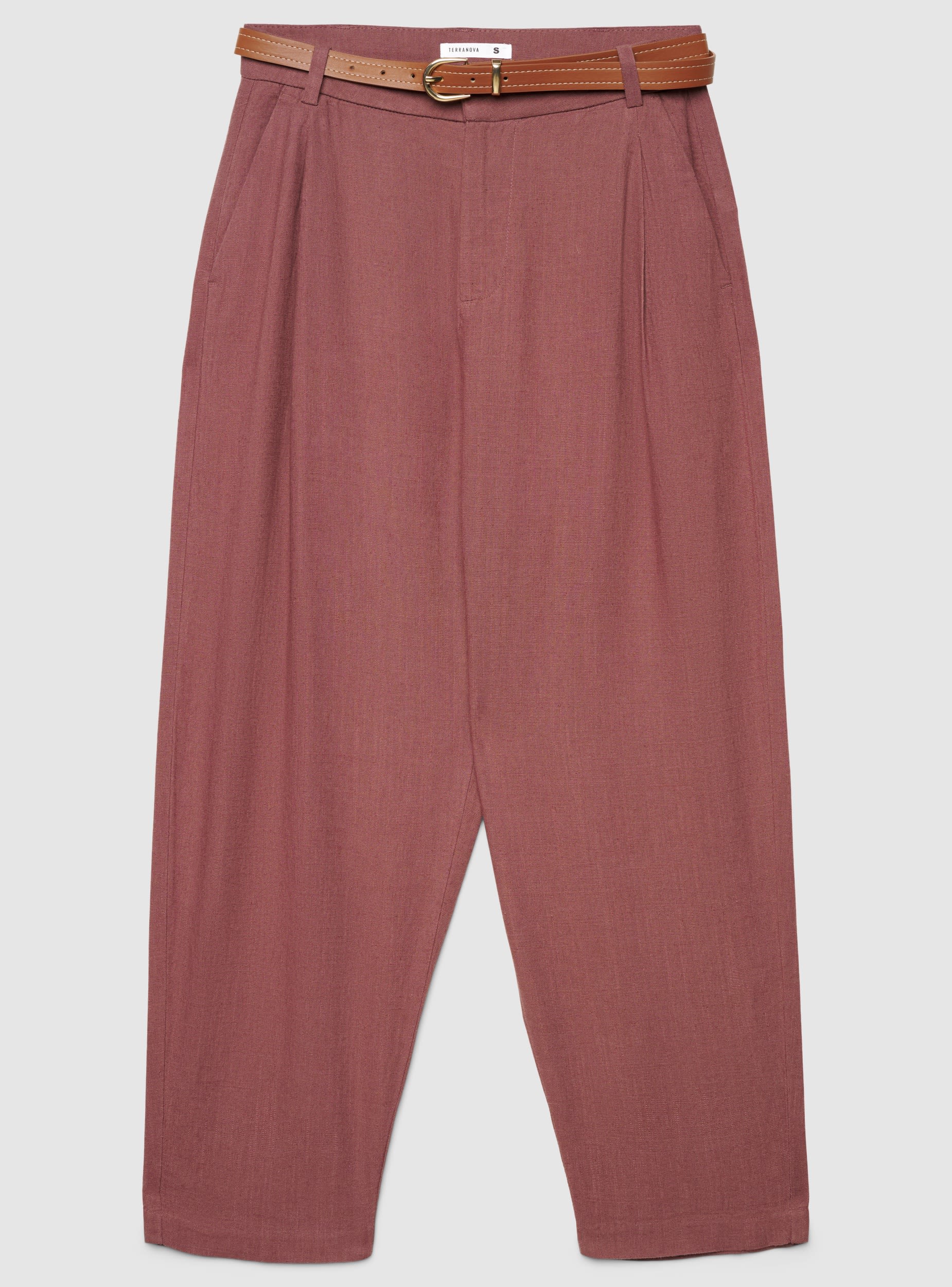 Pantaloni chino effetto lino con cintura - Image 6
