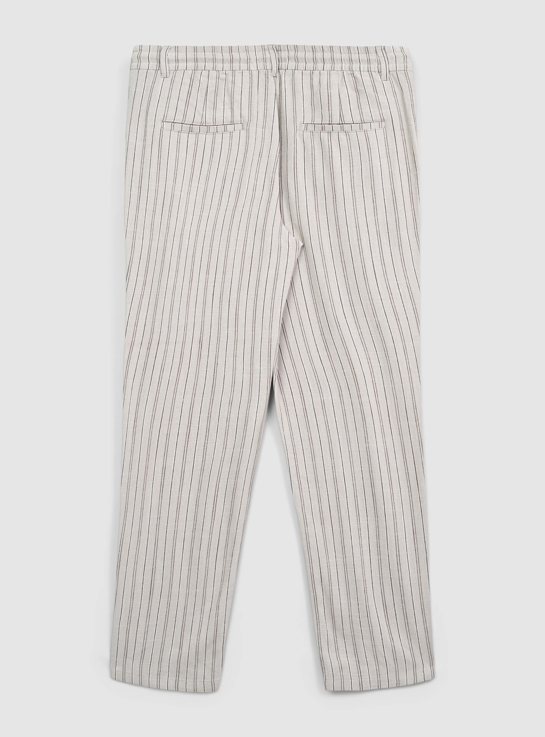 Pantaloni chino in misto lino a righe sfalsate - Image 5