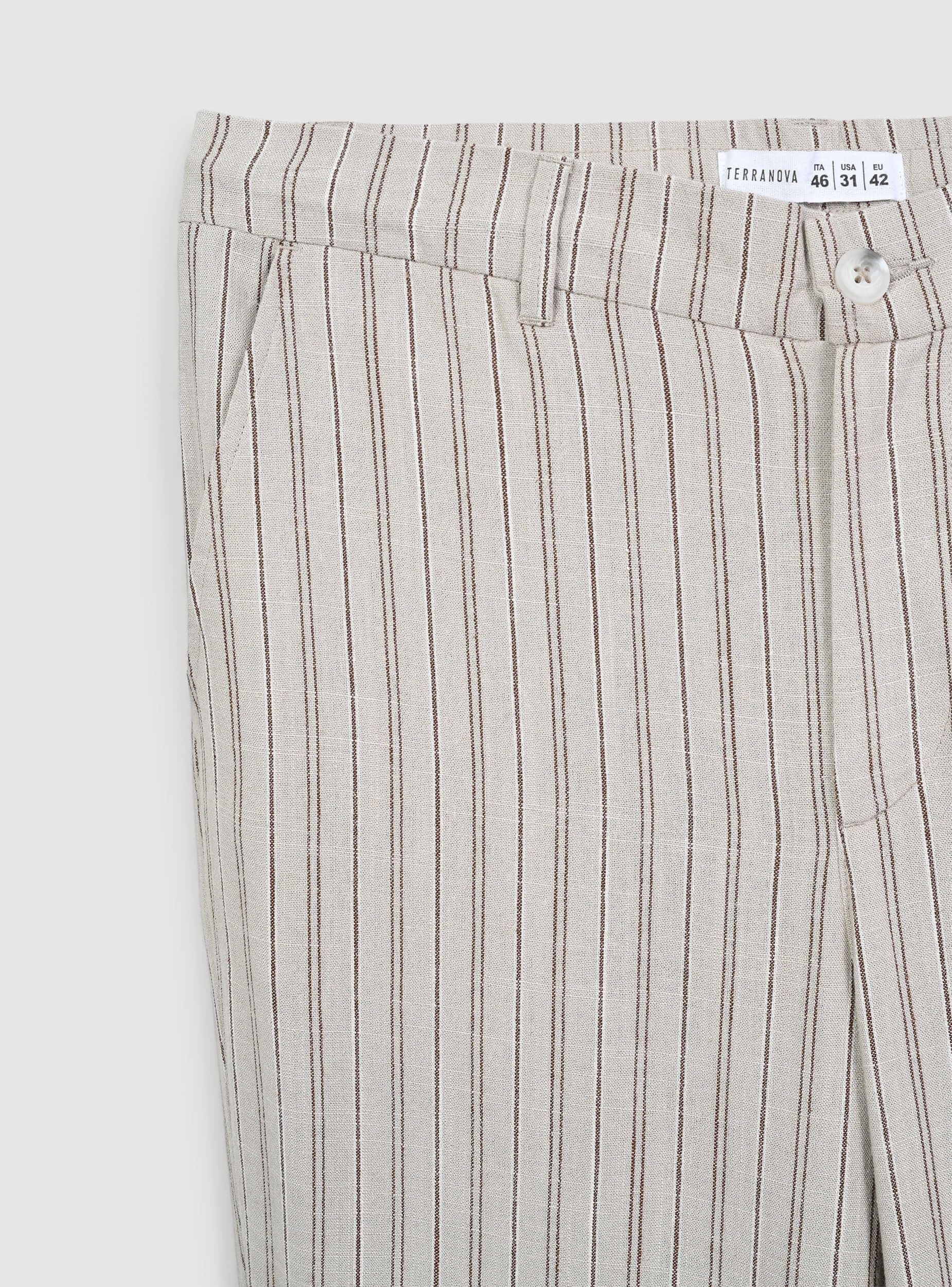 Pantaloni chino in misto lino a righe sfalsate - Image 6