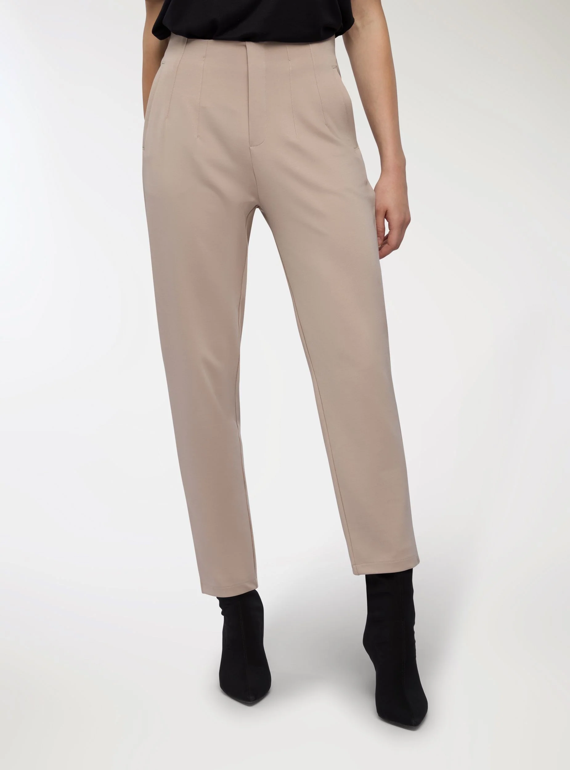 Pantaloni chino tinta unita con vita elasticizzata - Image 2