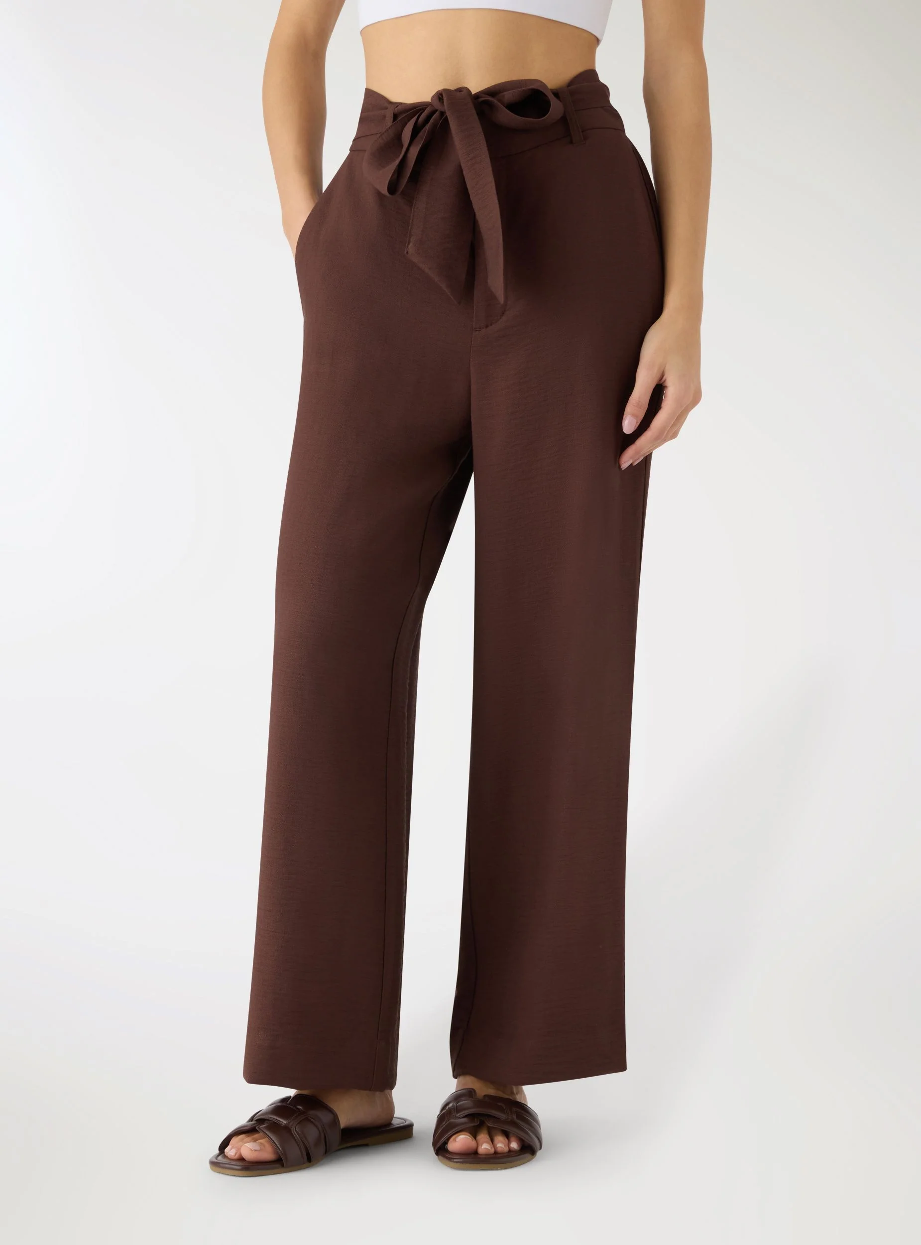 Pantaloni crop wide leg con fusciacca - Image 3