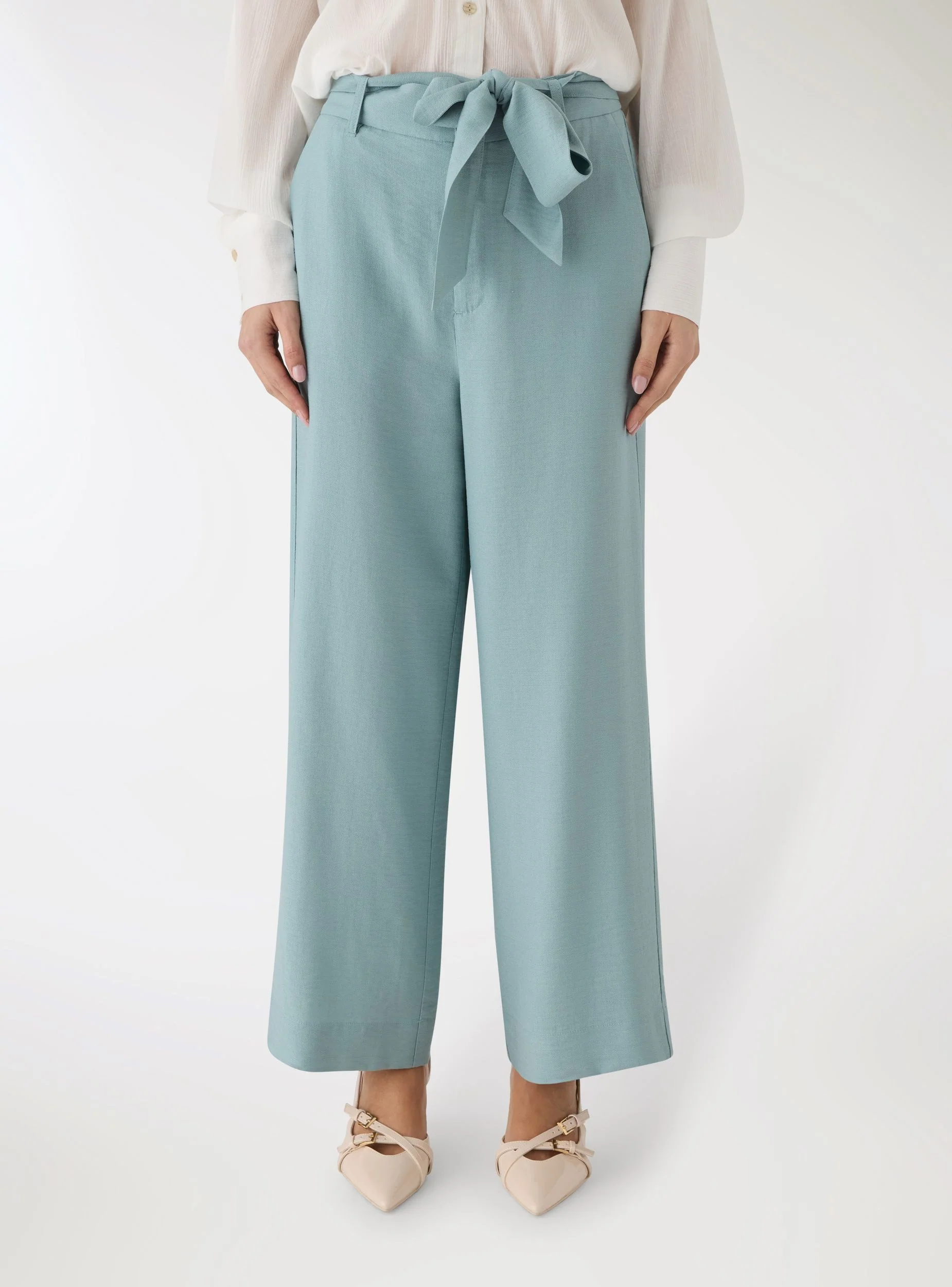 Pantaloni crop wide leg con fusciacca - Image 2
