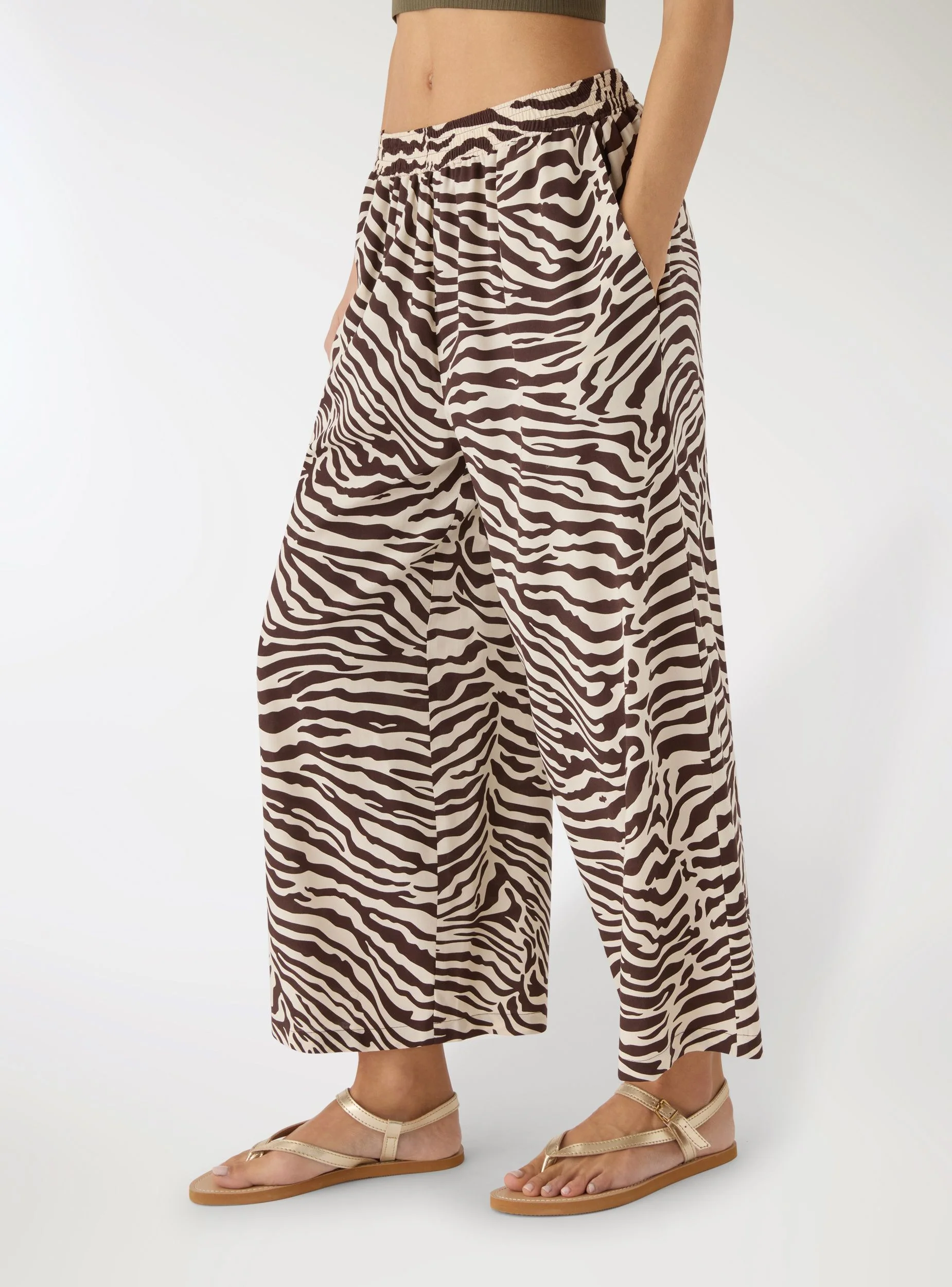 Pantaloni cropped ampio stampa zebrata - Image 2