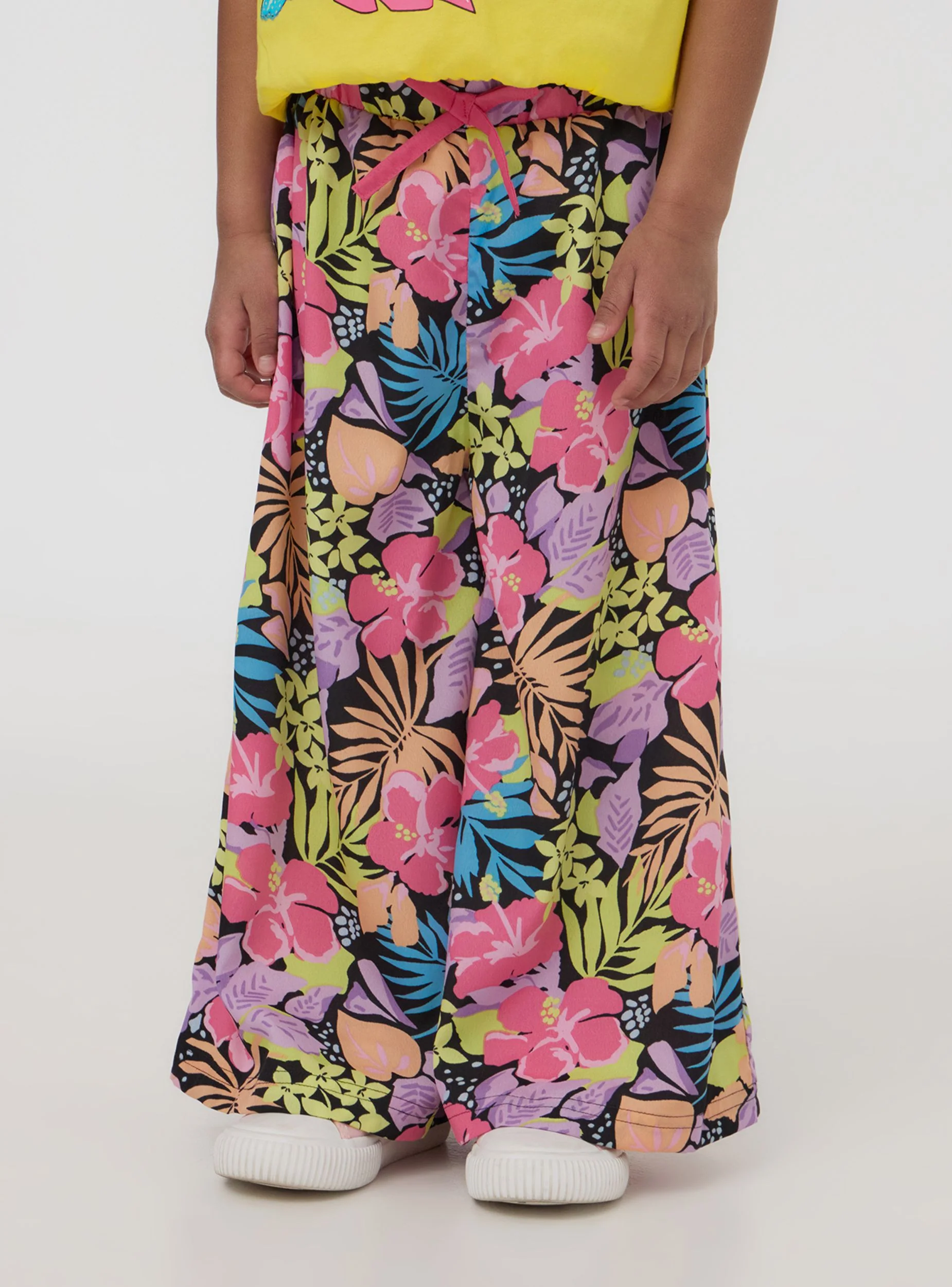 Pantaloni culotte fantasia fiori multicolor - Image 2