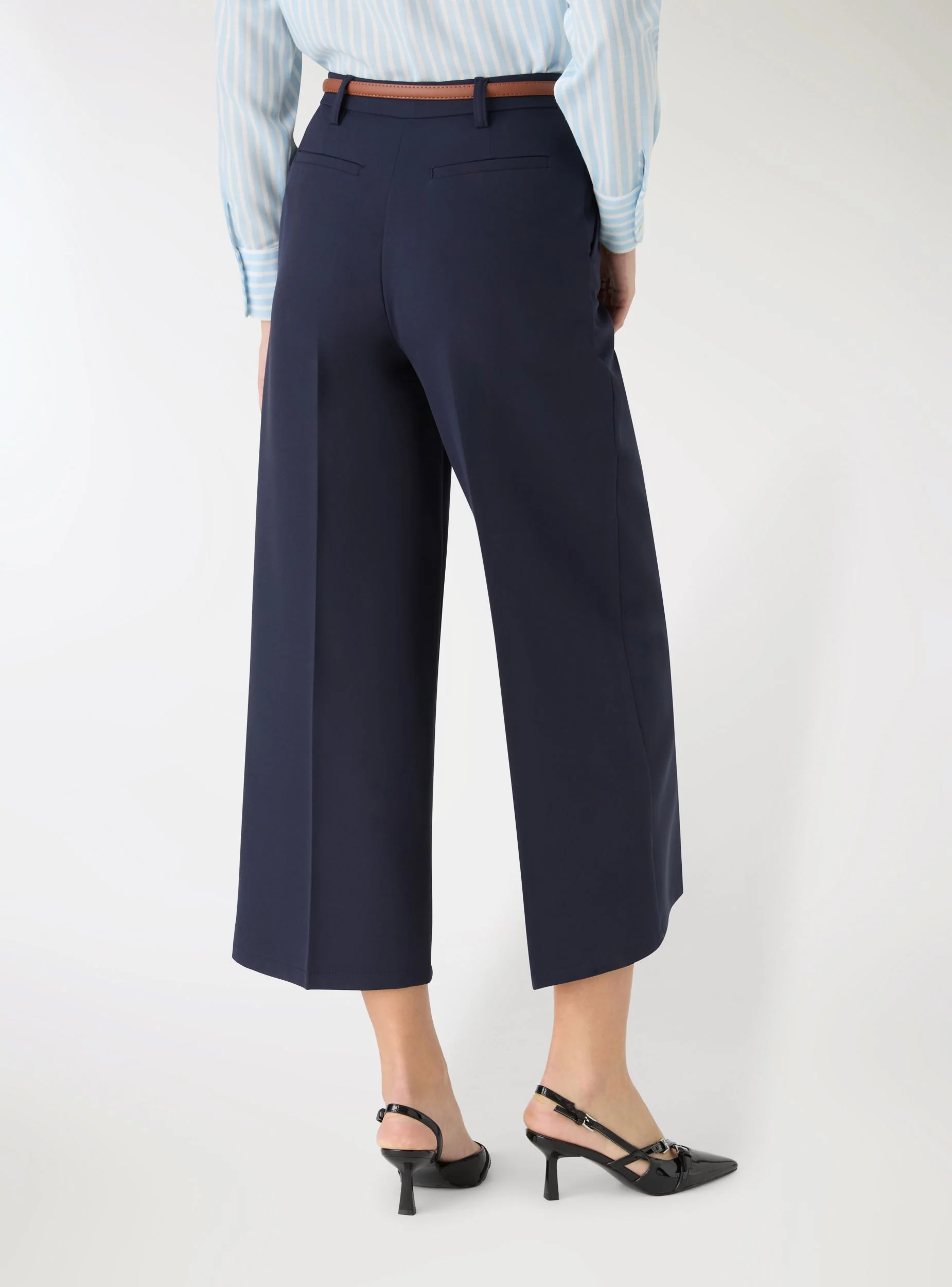 Pantaloni culotte wide leg con cintura - Image 4