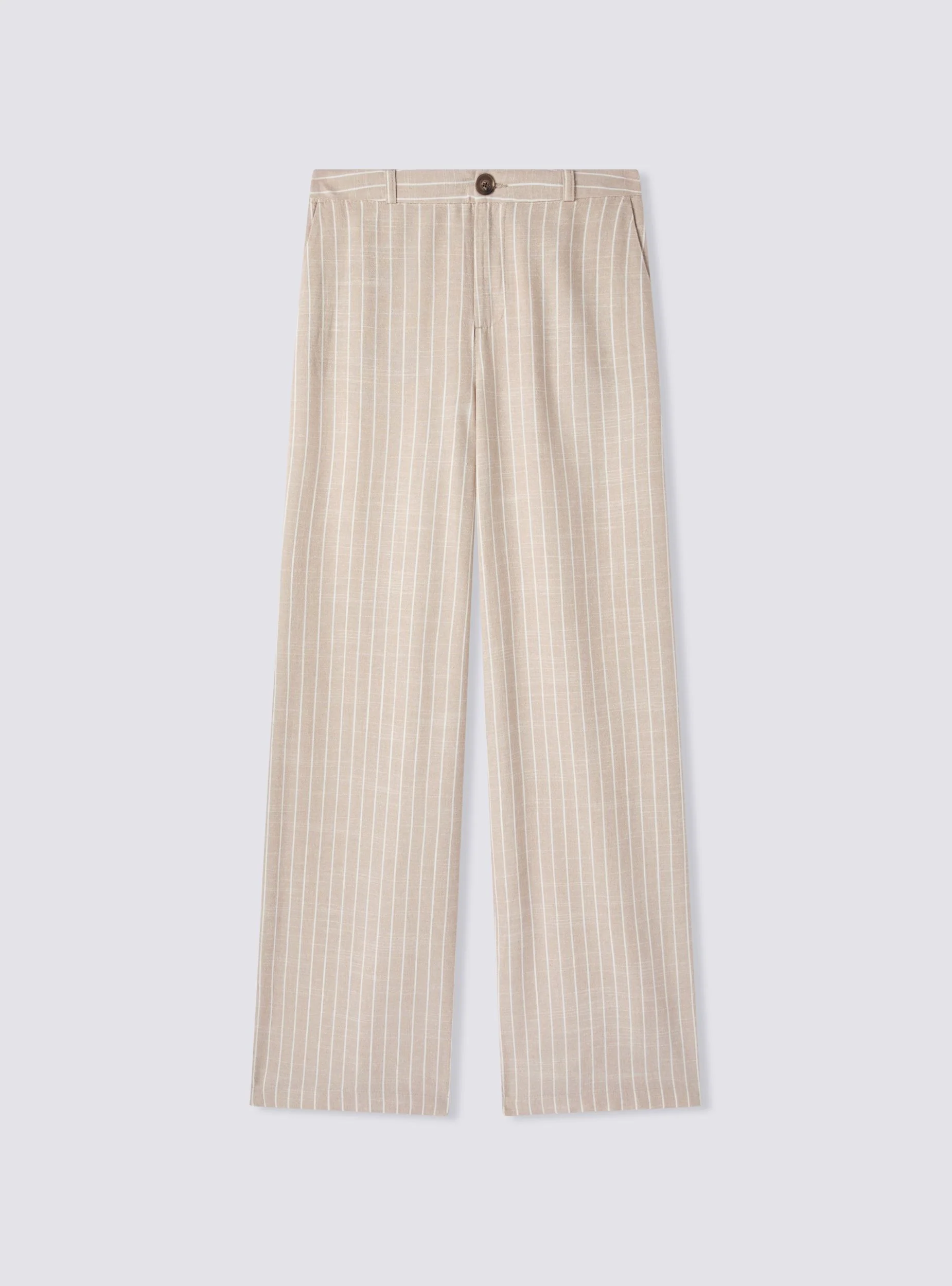 Pantaloni dad fit a righe in misto lino - Image 5