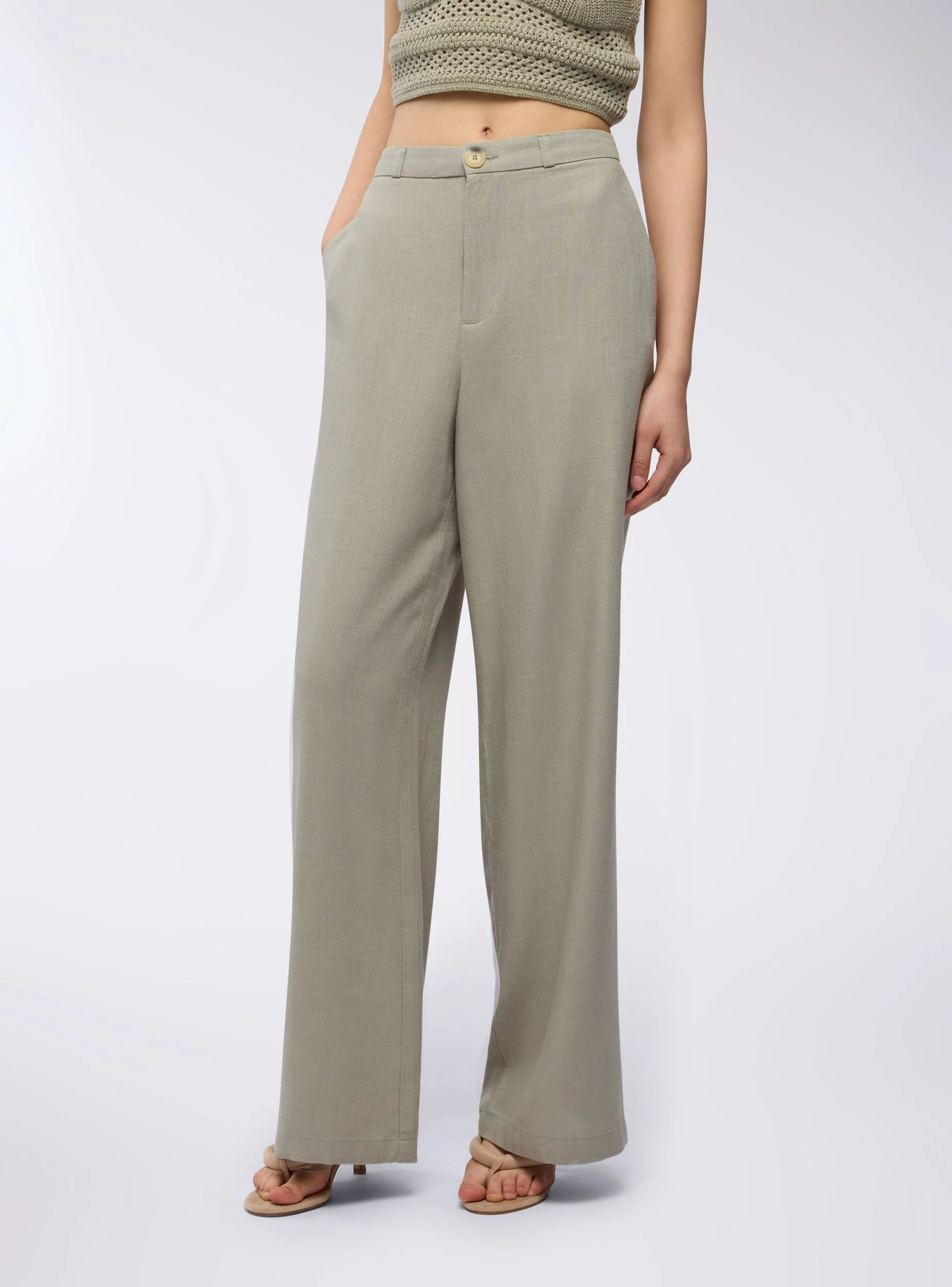 Pantaloni dad fits misto lino