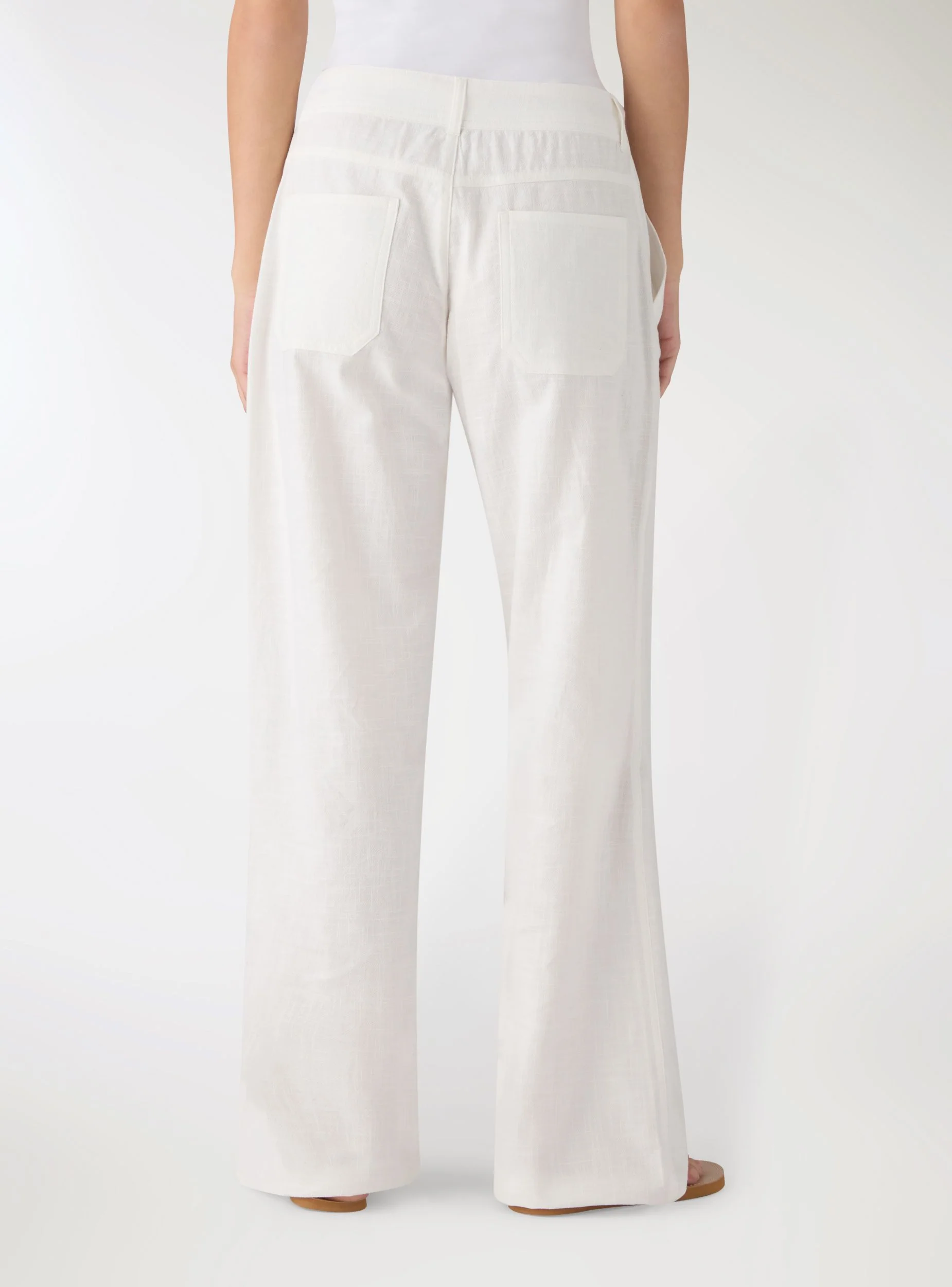 Pantaloni dritti vita bassa effetto lino - Image 2
