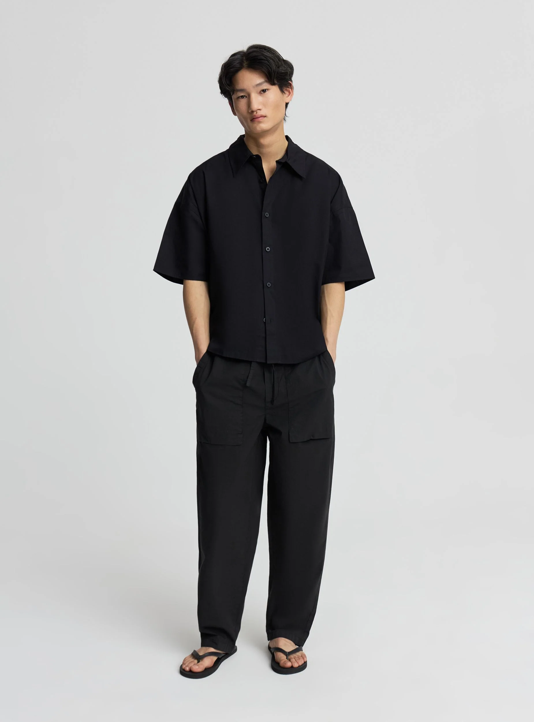 Pantaloni fatigue straight con coulisse - Image 4