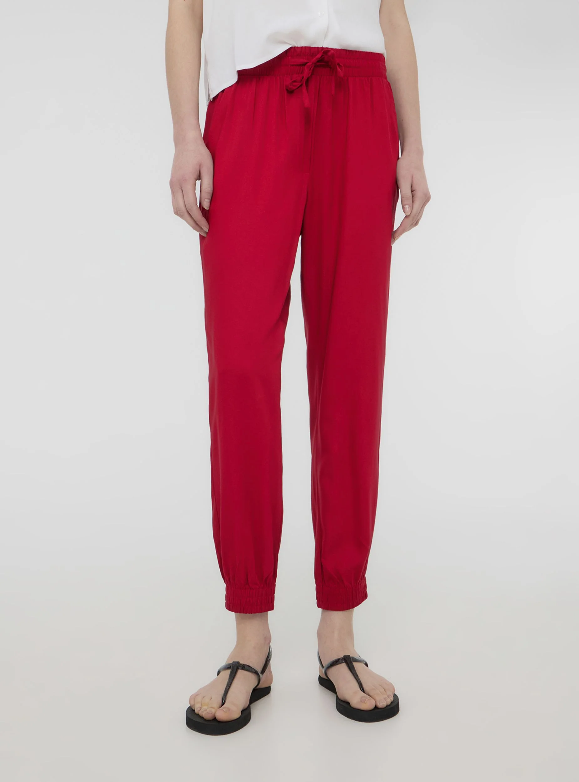 Pantaloni jogger con coulisse e polsini a tinta unita