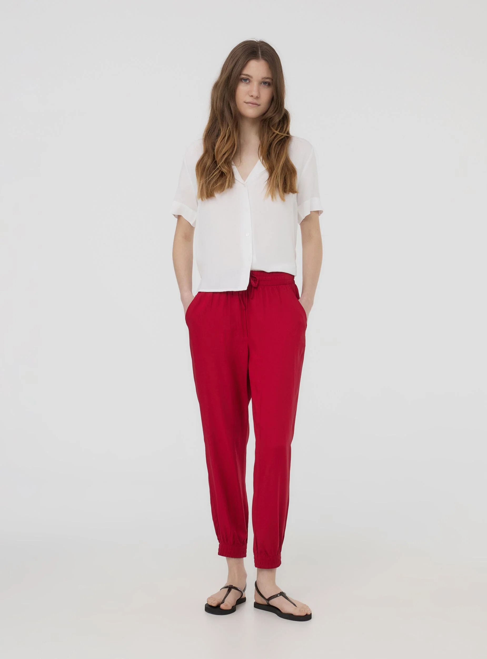 Pantaloni jogger con coulisse e polsini a tinta unita - Image 2