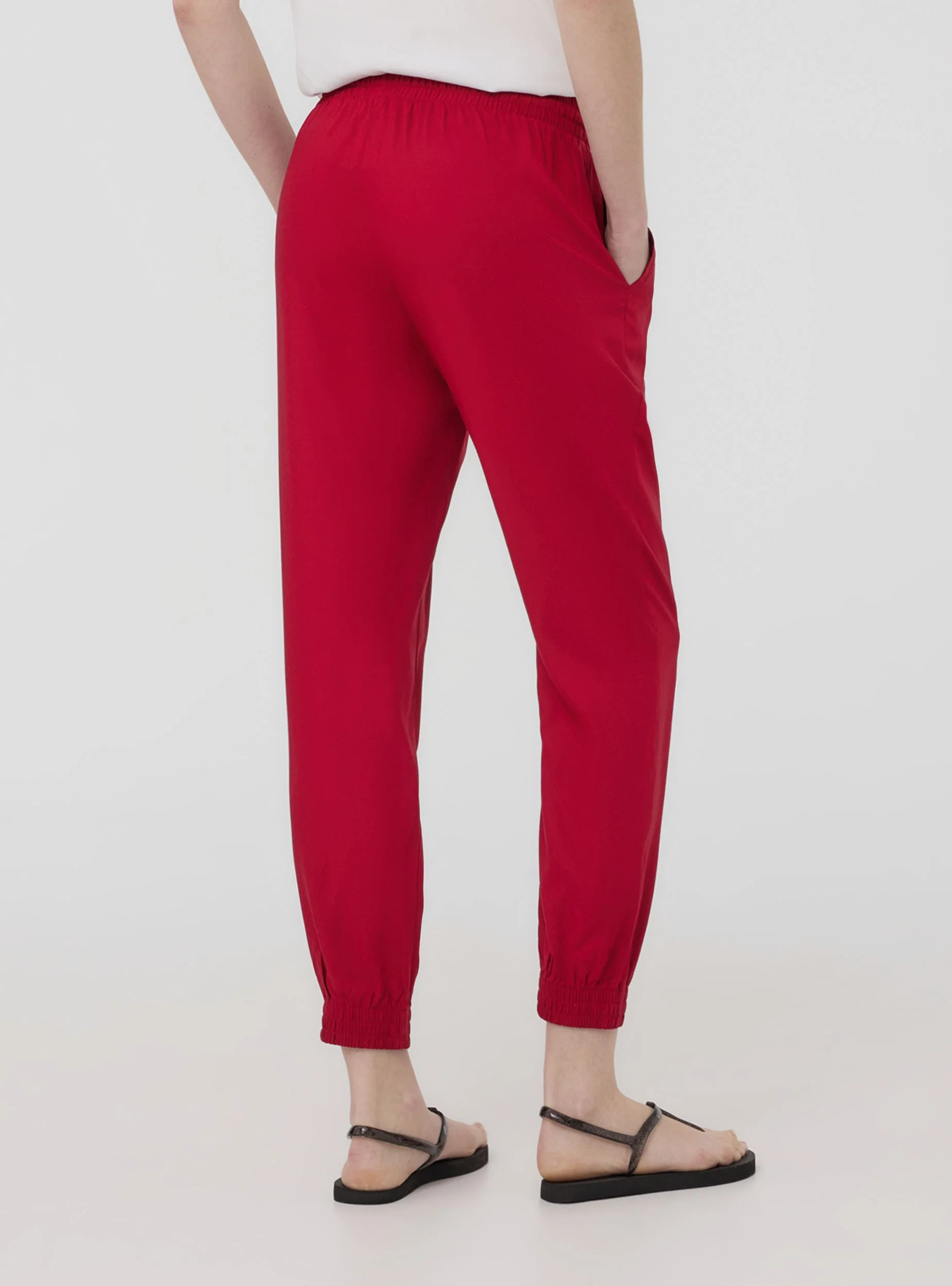 Pantaloni jogger con coulisse e polsini a tinta unita - Image 3