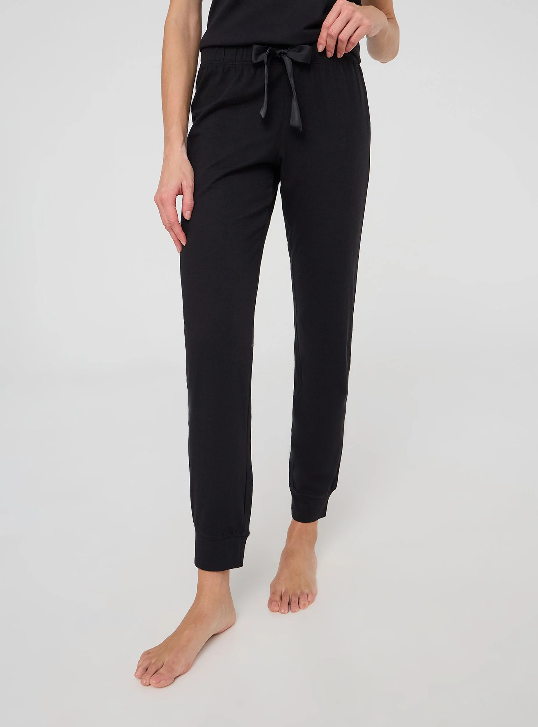 Pantaloni lunghi pigiama tinta unita con coulisse - Image 3